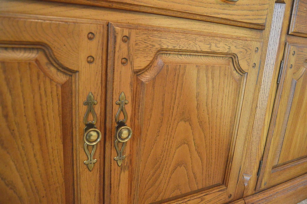 Thomasville Oak Wall Cabinet/Bookcase with 1950s World Clock