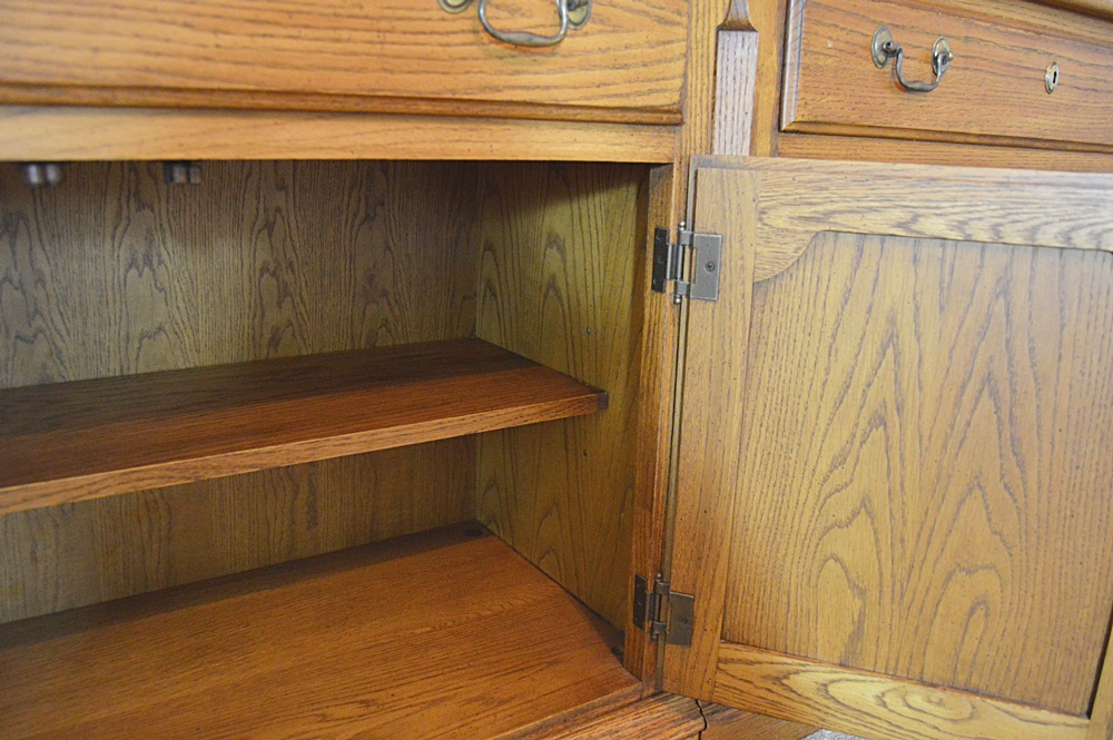 Thomasville Oak Wall Cabinet/Bookcase with 1950s World Clock