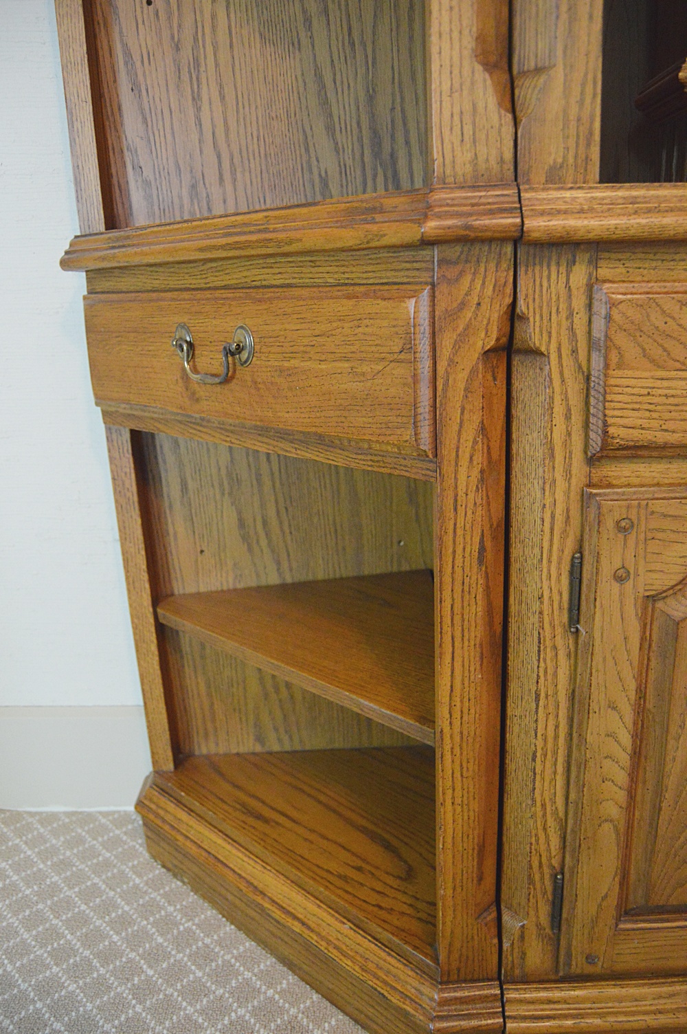 Thomasville Oak Wall Cabinet/Bookcase with 1950s World Clock