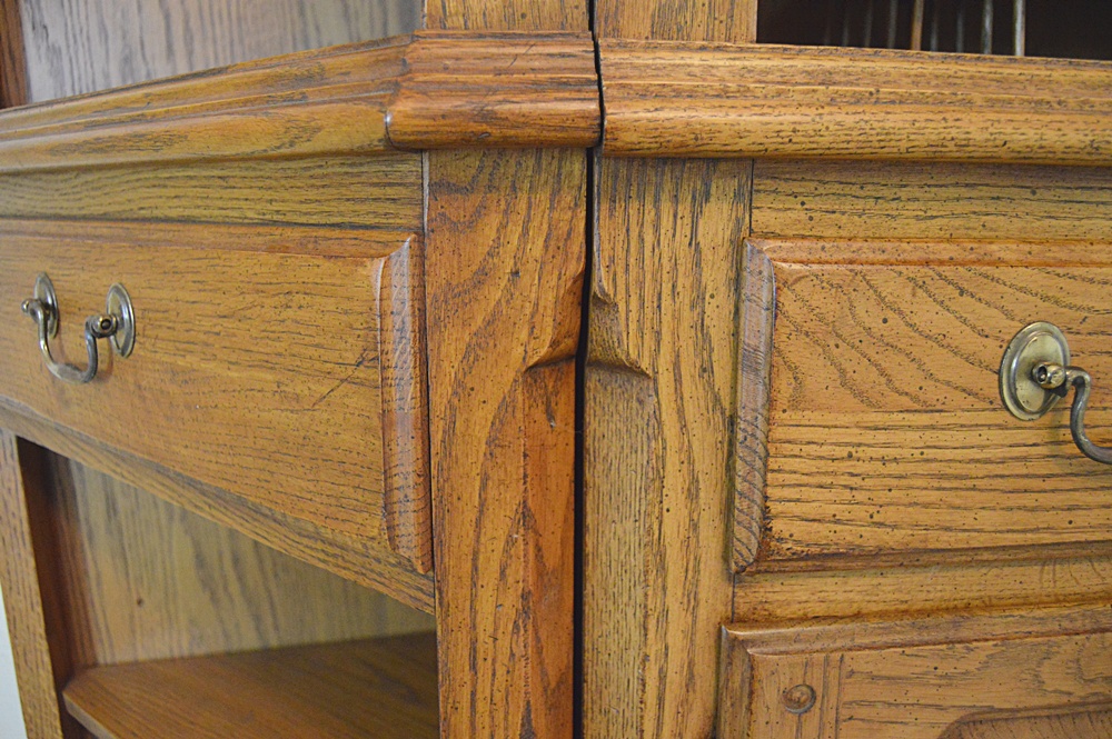 Thomasville Oak Wall Cabinet/Bookcase with 1950s World Clock