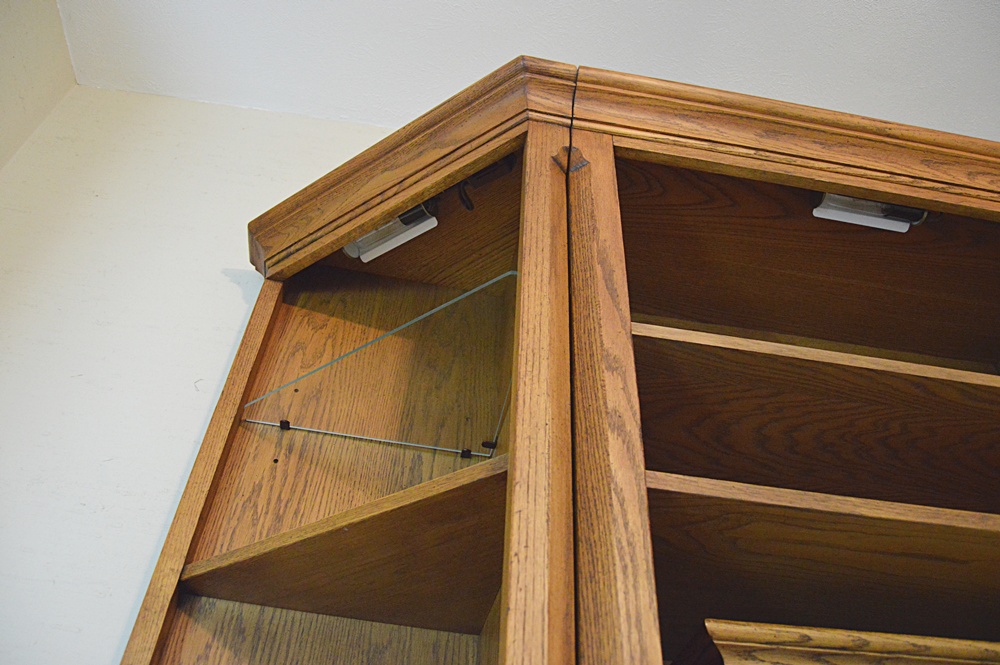 Thomasville Oak Wall Cabinet/Bookcase with 1950s World Clock