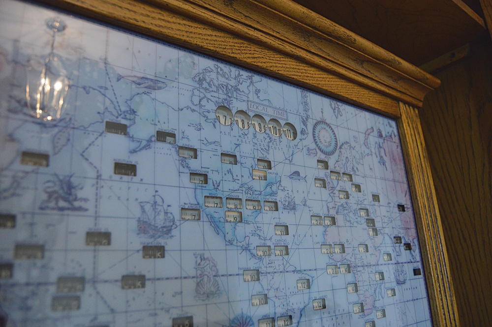 Thomasville Oak Wall Cabinet/Bookcase with 1950s World Clock