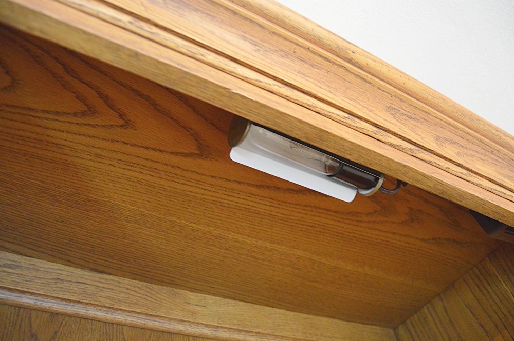 Thomasville Oak Wall Cabinet/Bookcase with 1950s World Clock