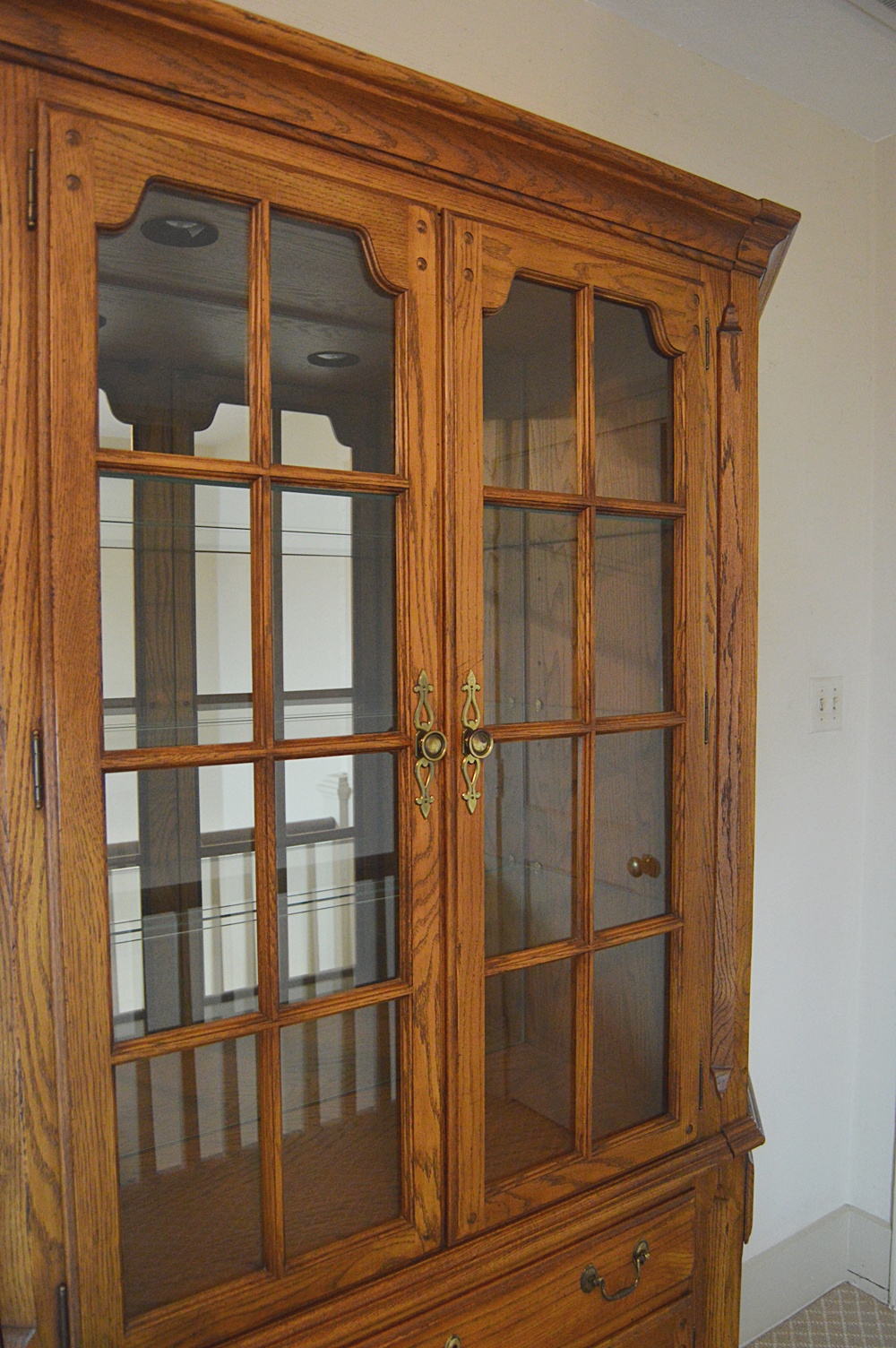 Thomasville Oak Wall Cabinet/Bookcase with 1950s World Clock