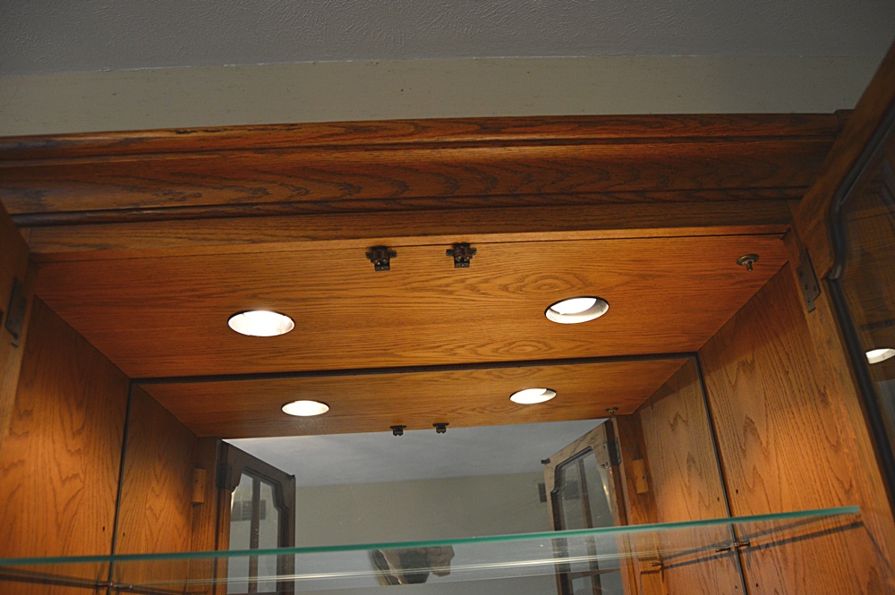 Thomasville Oak Wall Cabinet/Bookcase with 1950s World Clock