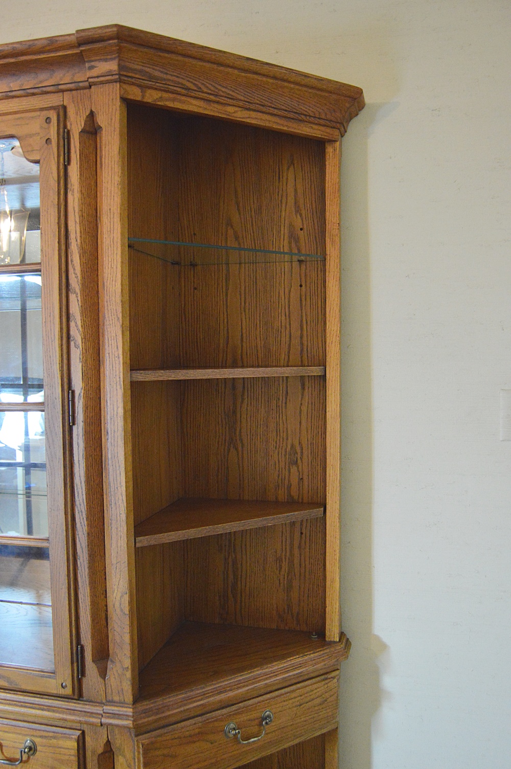 Thomasville Oak Wall Cabinet/Bookcase with 1950s World Clock