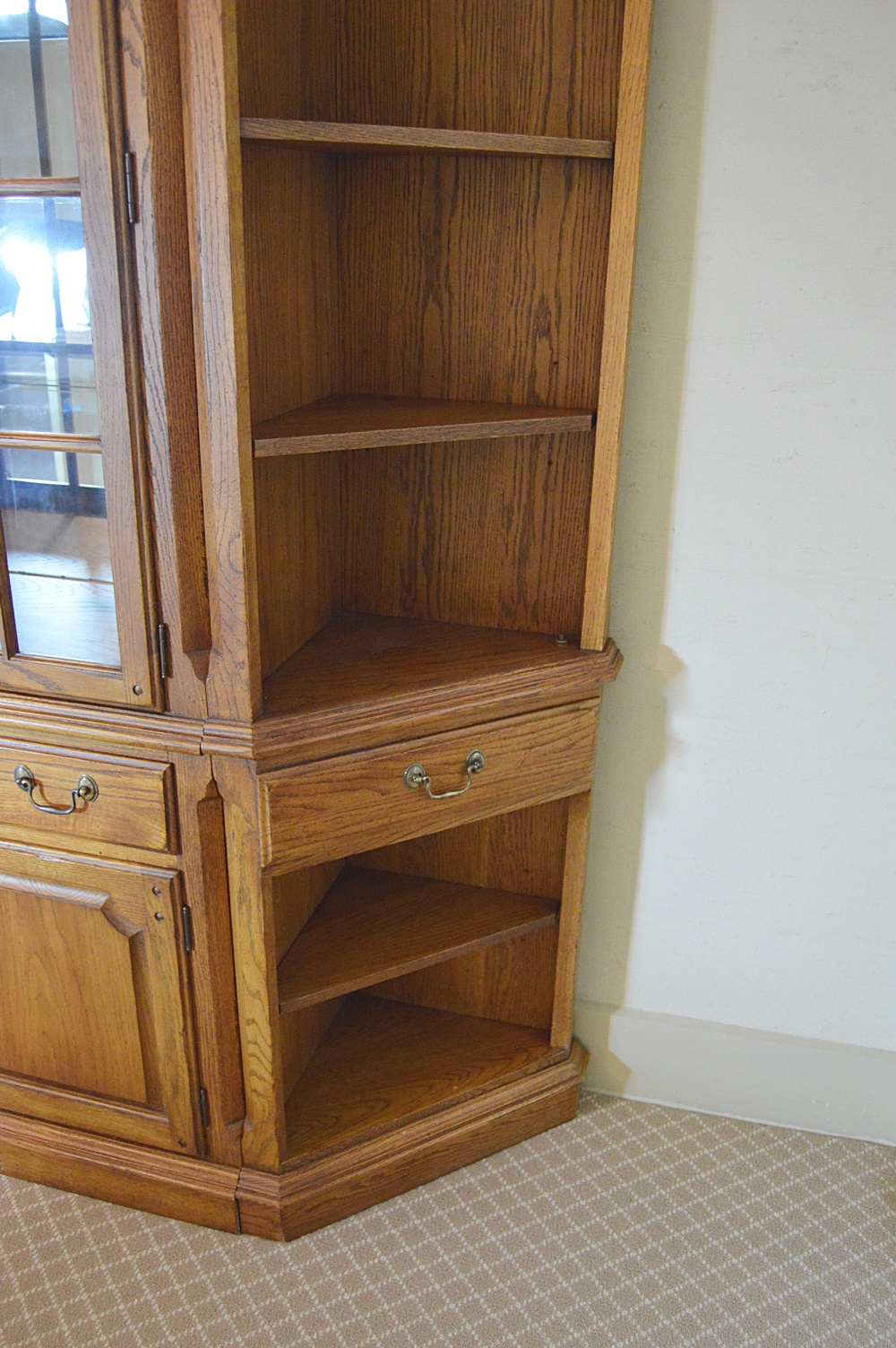 Thomasville Oak Wall Cabinet/Bookcase with 1950s World Clock