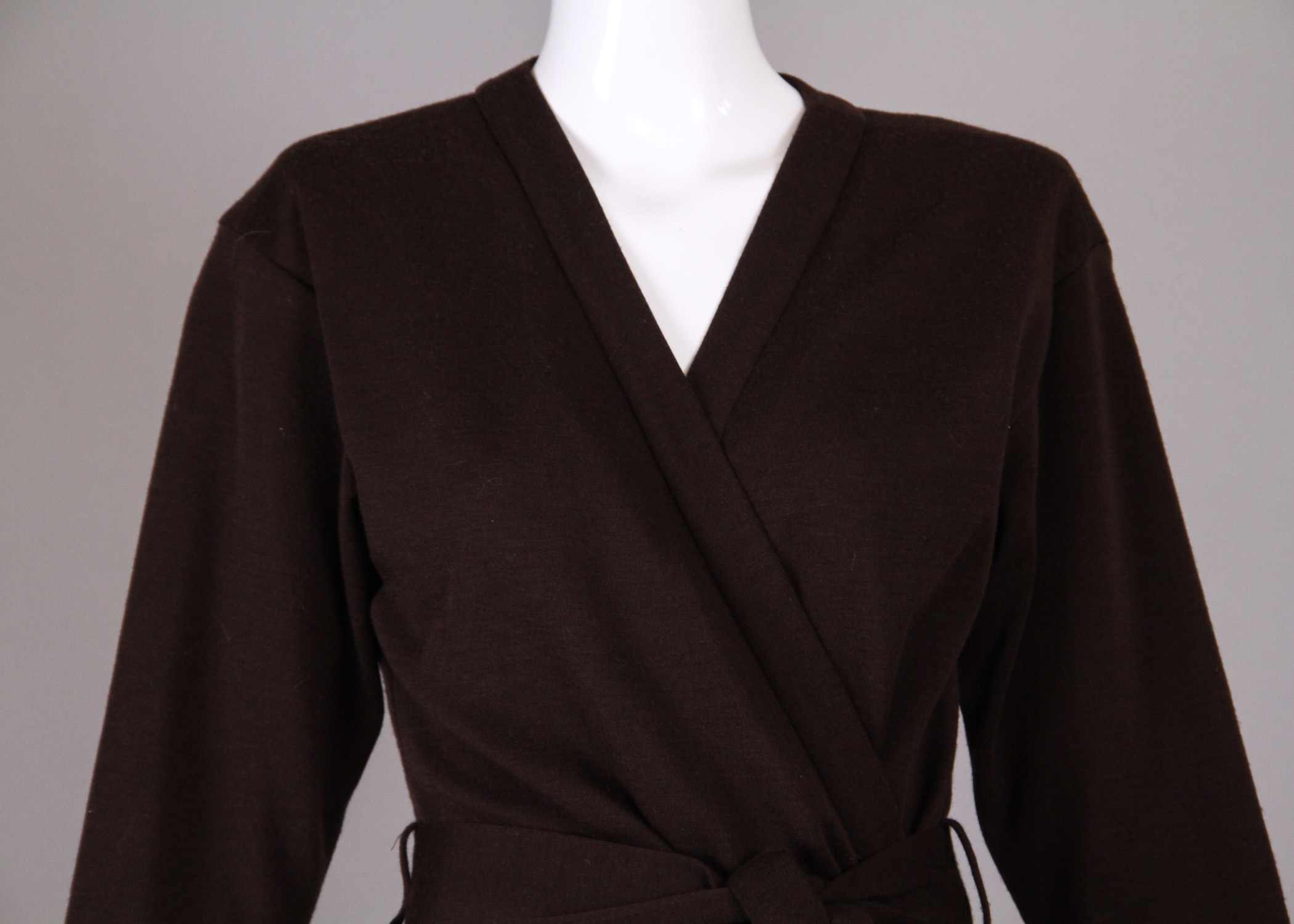 Yves Saint Laurent Brown Wool Wrap Dress