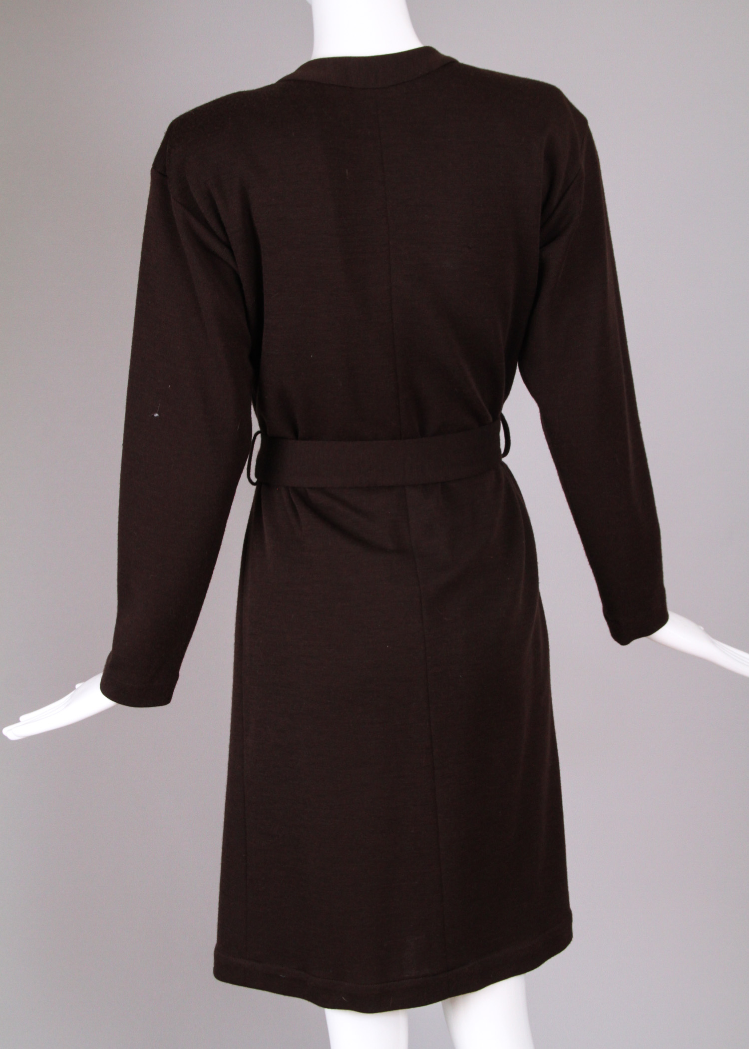 Yves Saint Laurent Brown Wool Wrap Dress