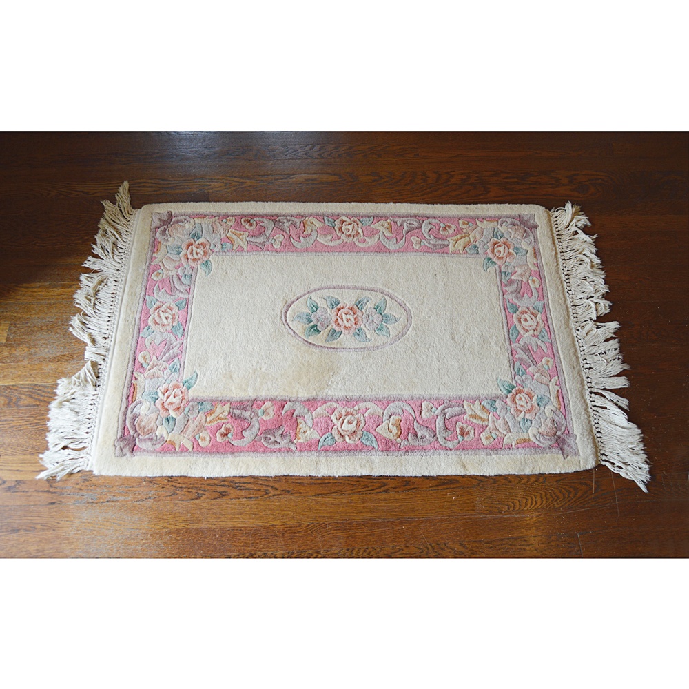 Hand-Carved Aubusson Style Chinese Wool Rug