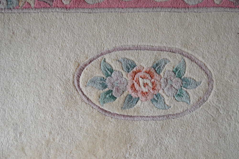 Hand-Carved Aubusson Style Chinese Wool Rug