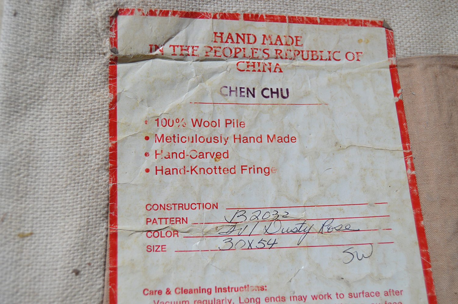 Hand-Carved Aubusson Style Chinese Wool Rug