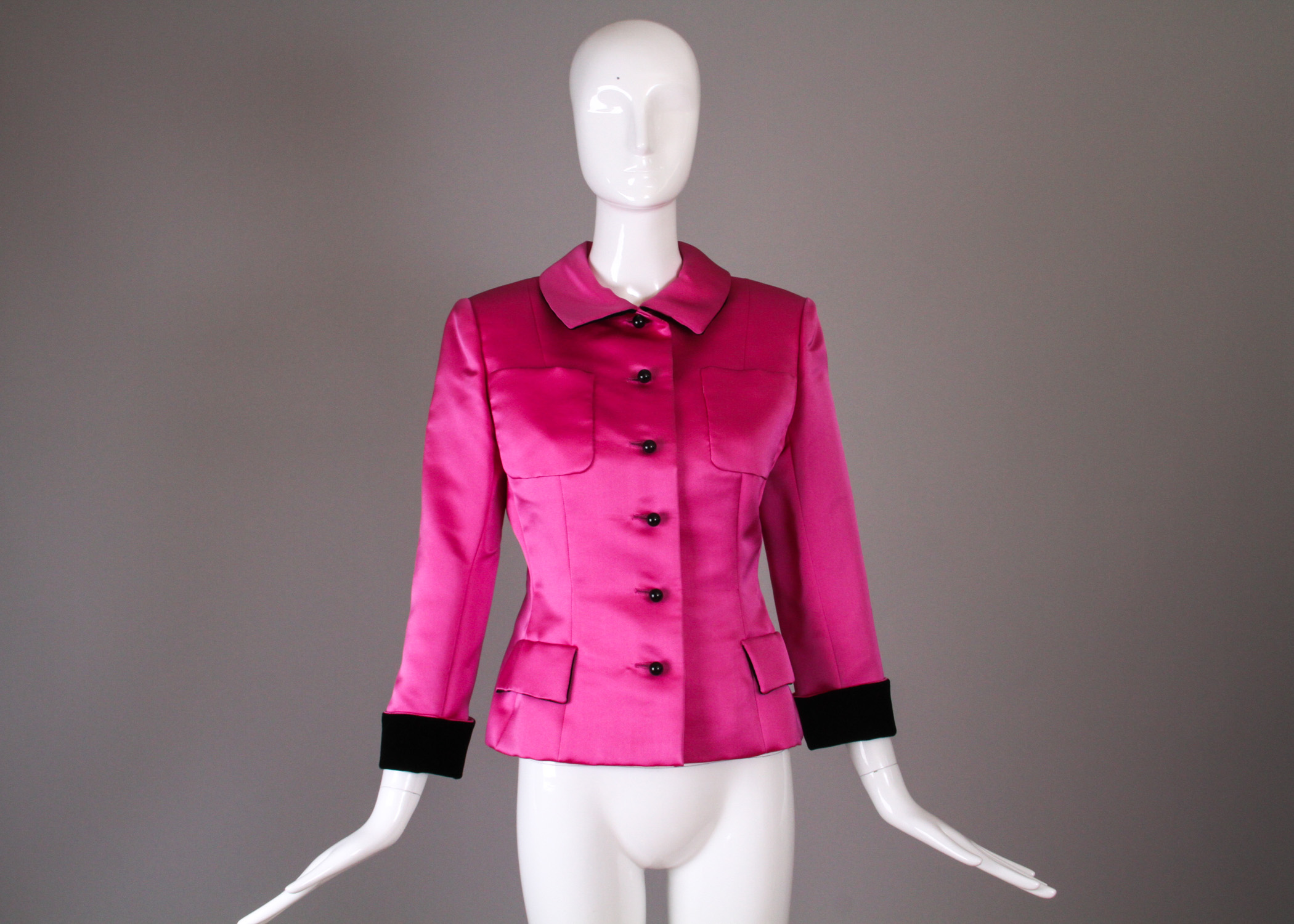 Bill Blass Women's Satin Jacket in Striking Fuchsia