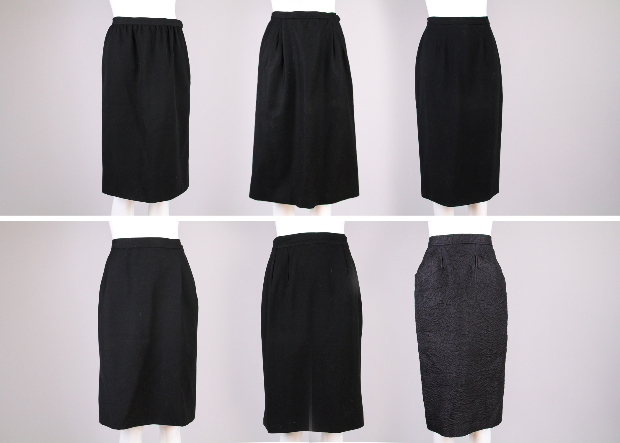 Six Vintage Chanel and Yves Saint Laurent Pencil Skirts