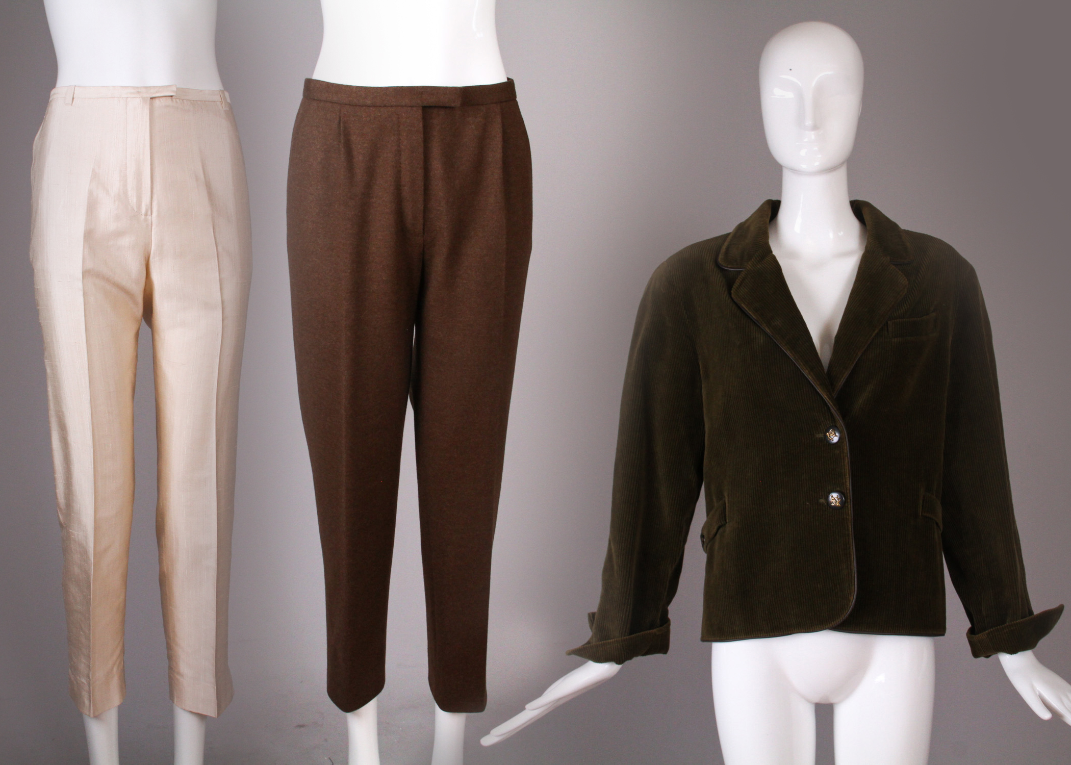 Two Pairs of Vintage Hermès Pants and Hermes Corduroy Jacket