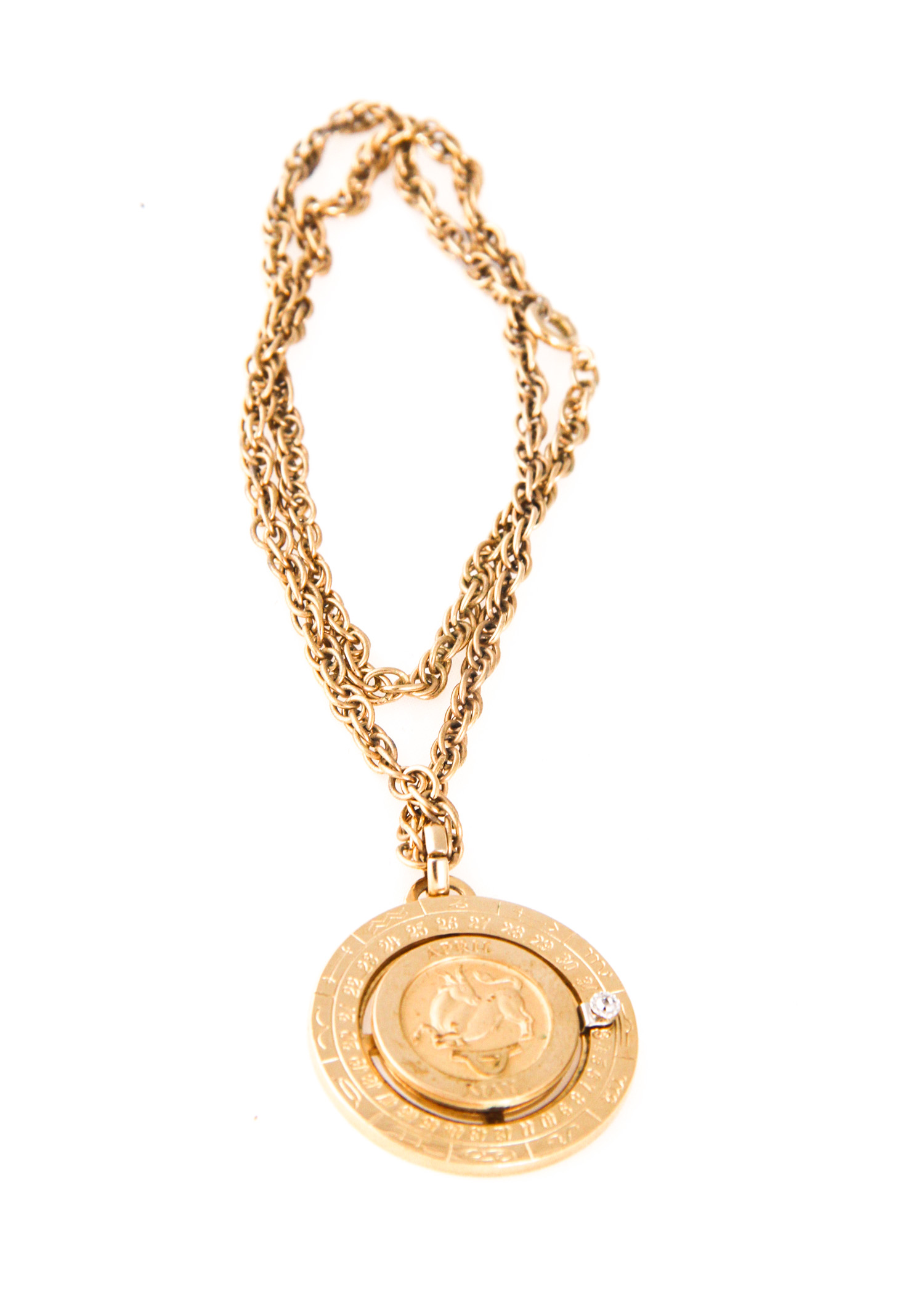 Vintage Astrology Print Silk Scarf and Pierre Cardin Aries Necklace