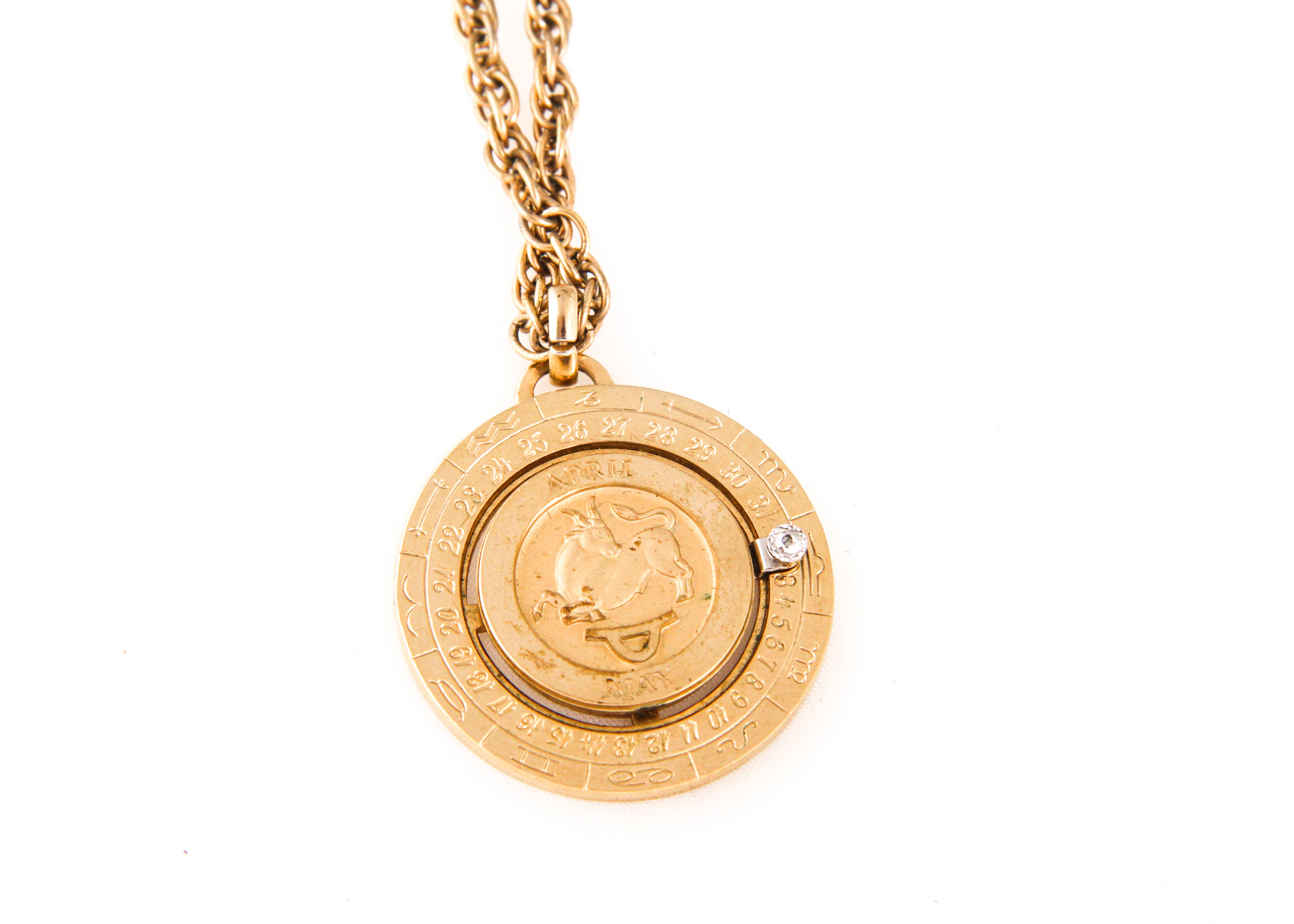 Vintage Astrology Print Silk Scarf and Pierre Cardin Aries Necklace