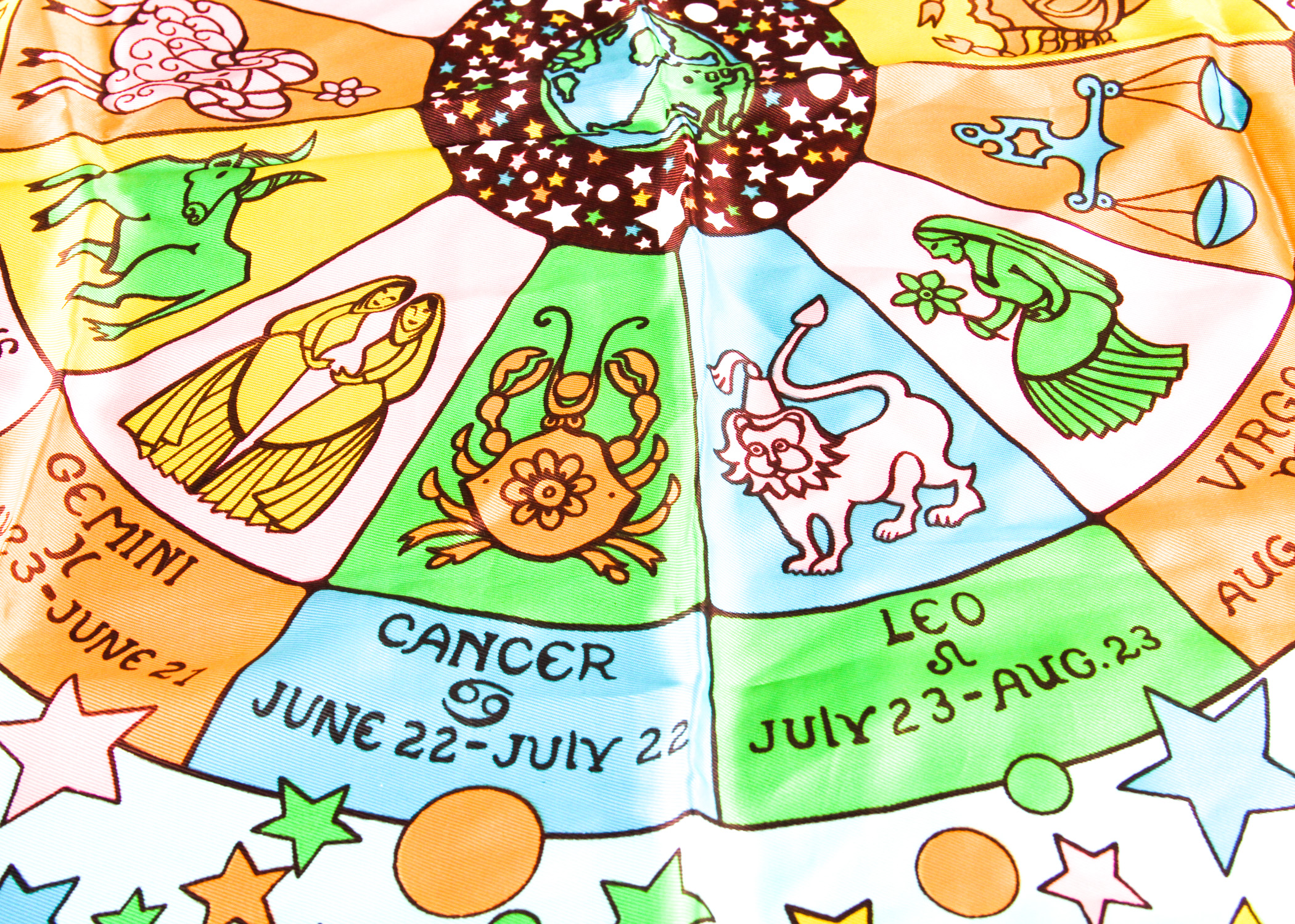 Jaques Piaget Astrology-Themed Scarf and Pierre Cardin Zodiac Pendants