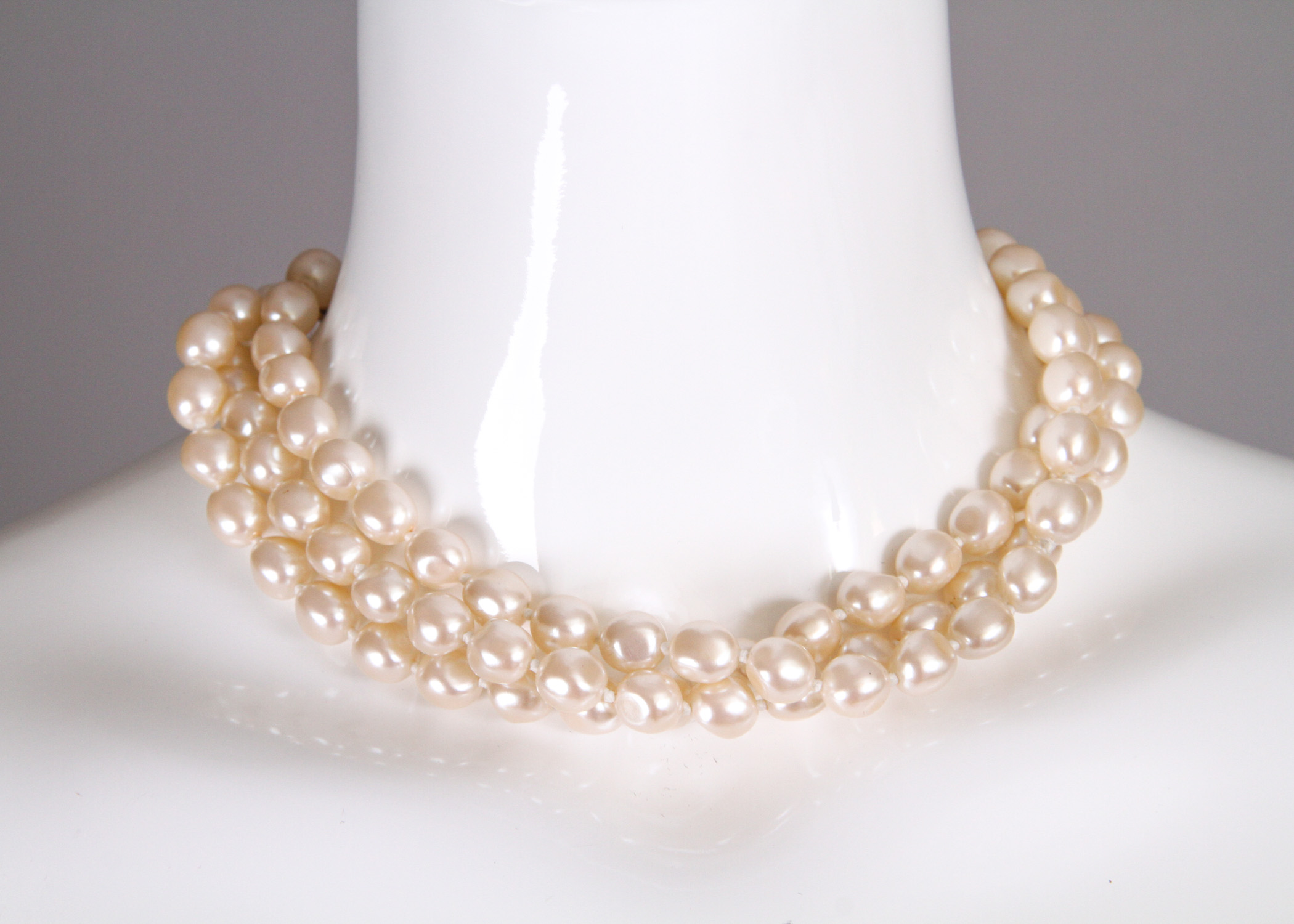Vintage Givenchy Multistrand Pearl Choker Necklace