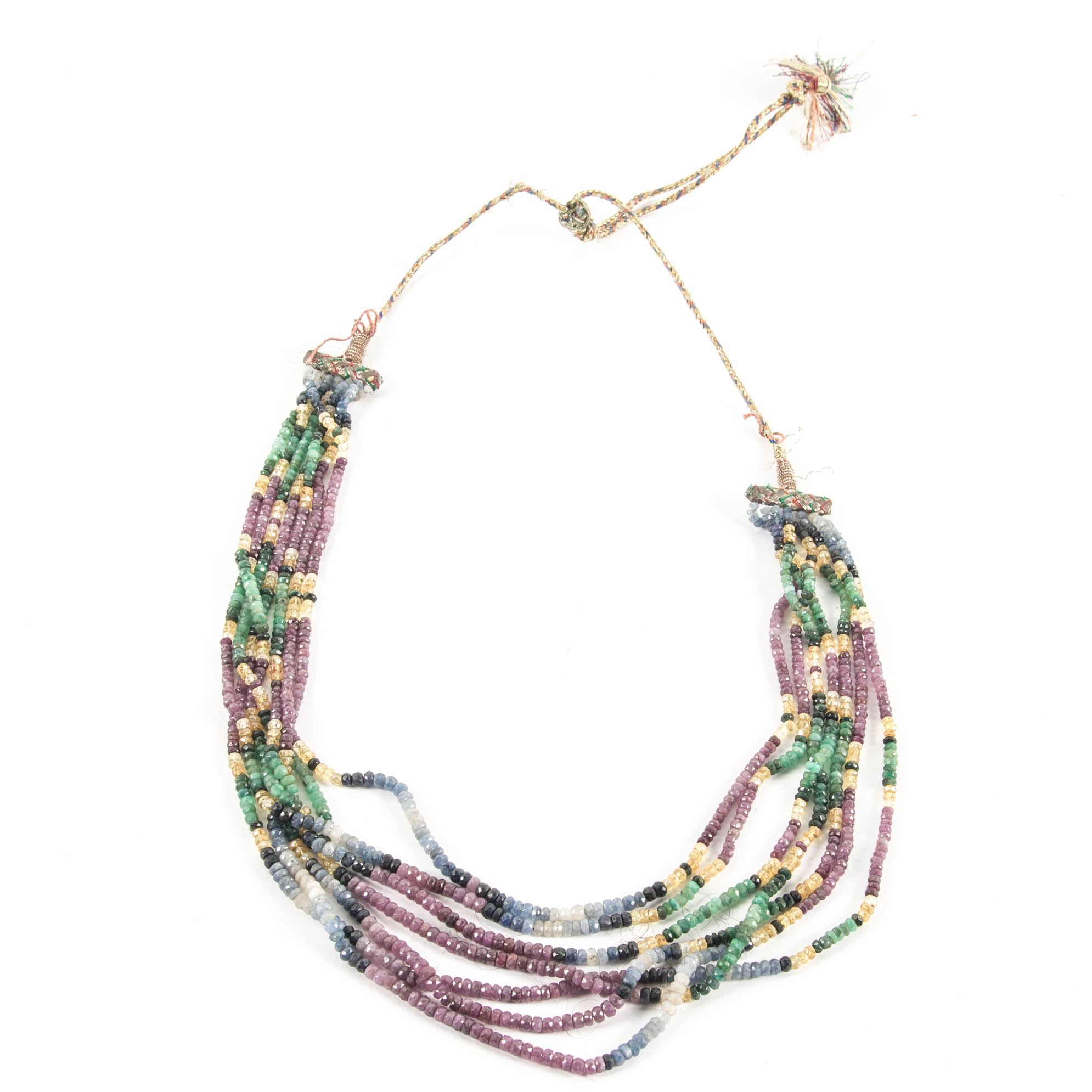 Multi-Color Precious Gemstone Faceted Bead Necklace