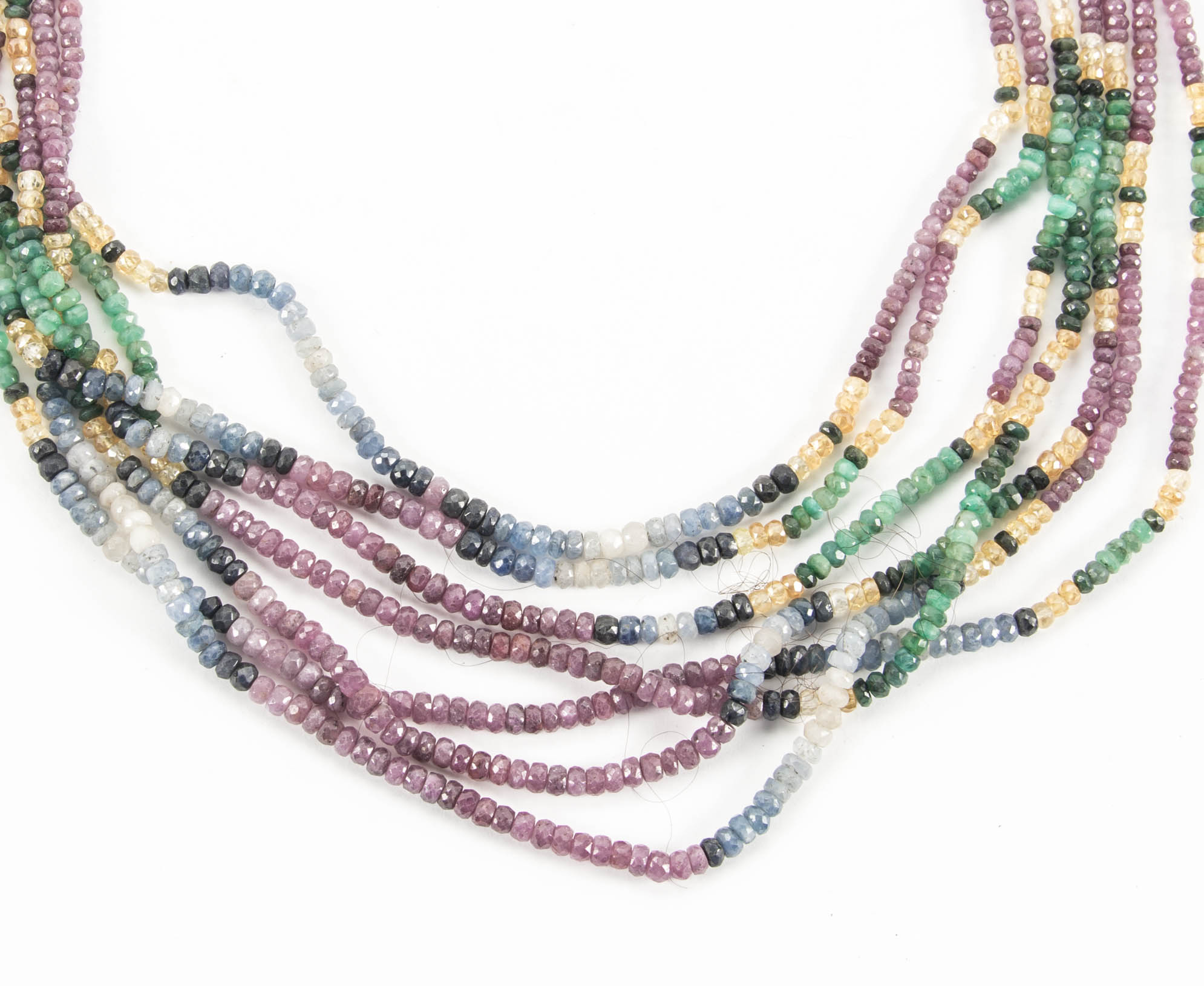 Multi-Color Precious Gemstone Faceted Bead Necklace