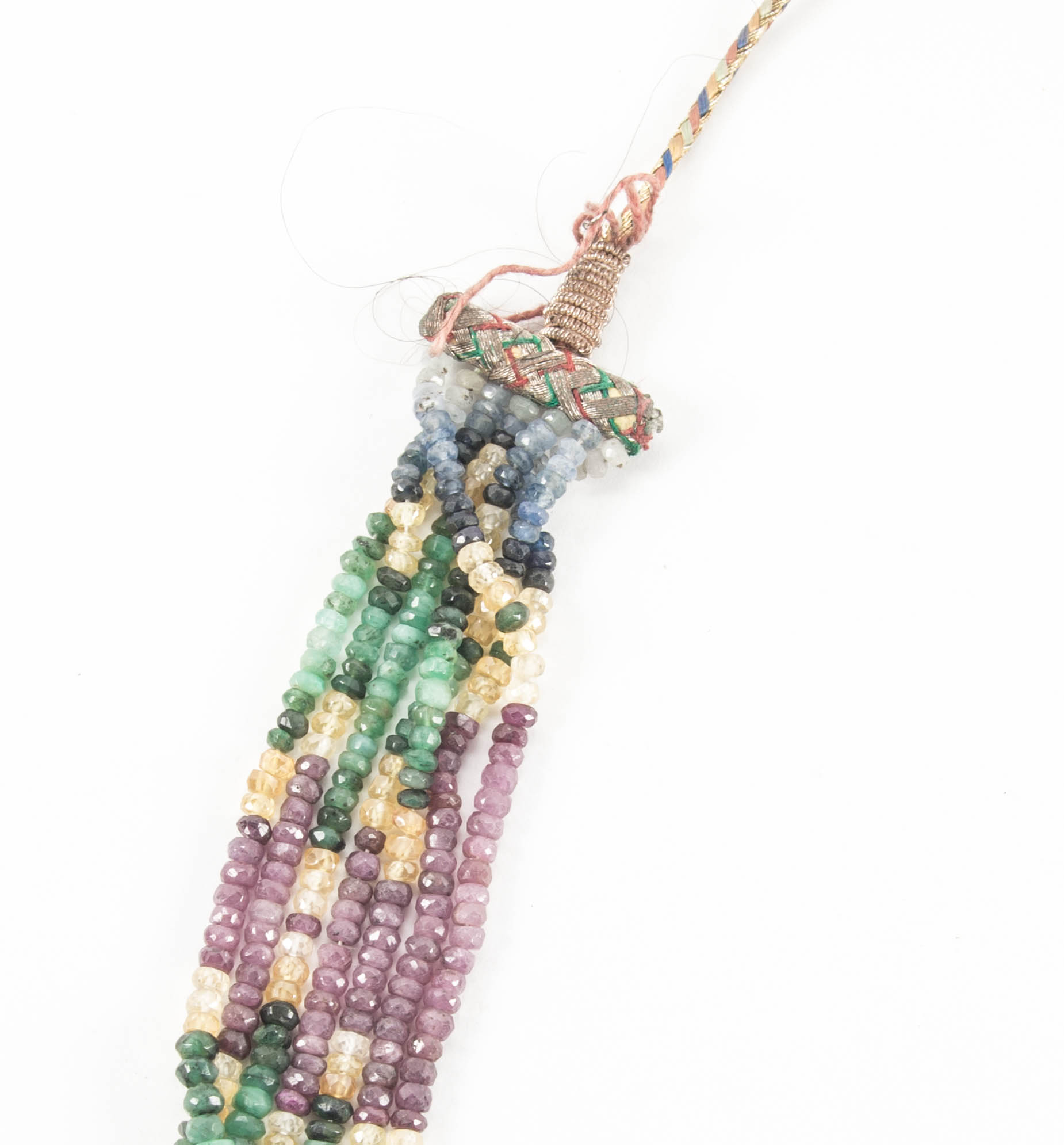 Multi-Color Precious Gemstone Faceted Bead Necklace