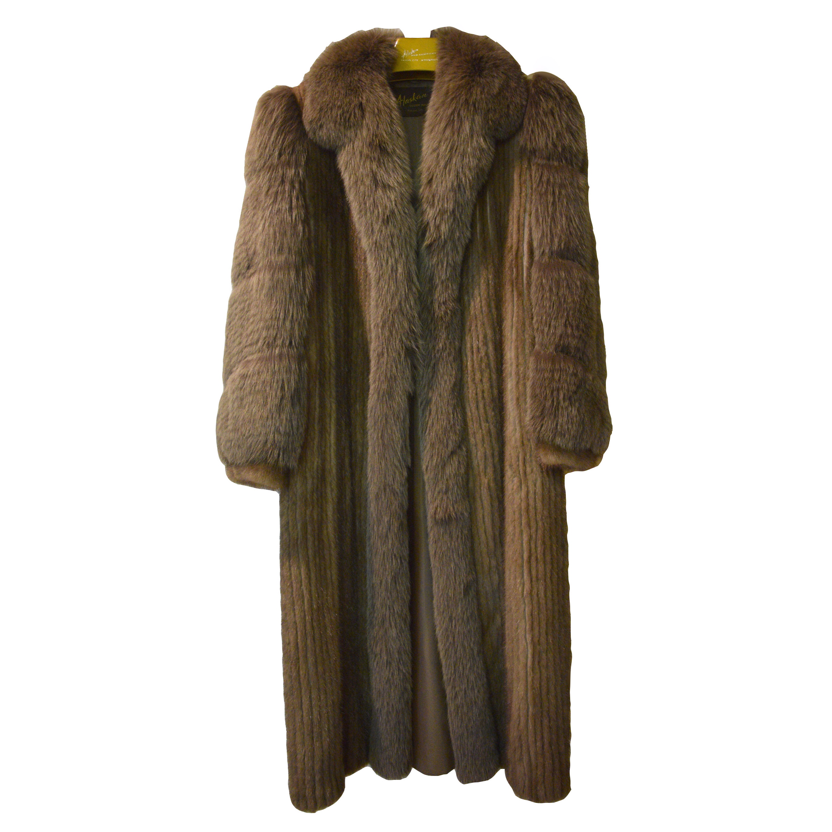 Pastel Mink Fur Coat with Blush Fox Trim