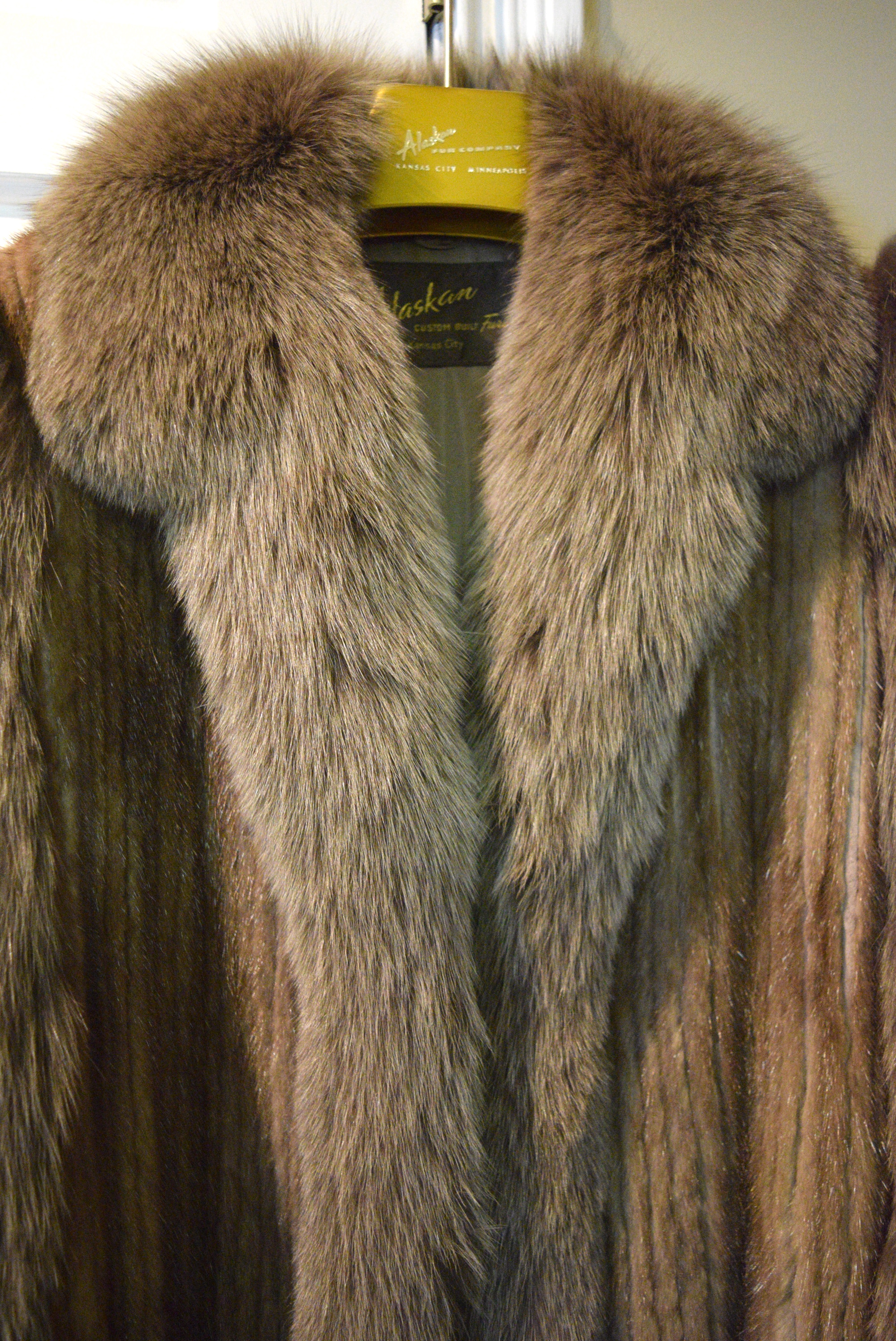 Pastel Mink Fur Coat with Blush Fox Trim