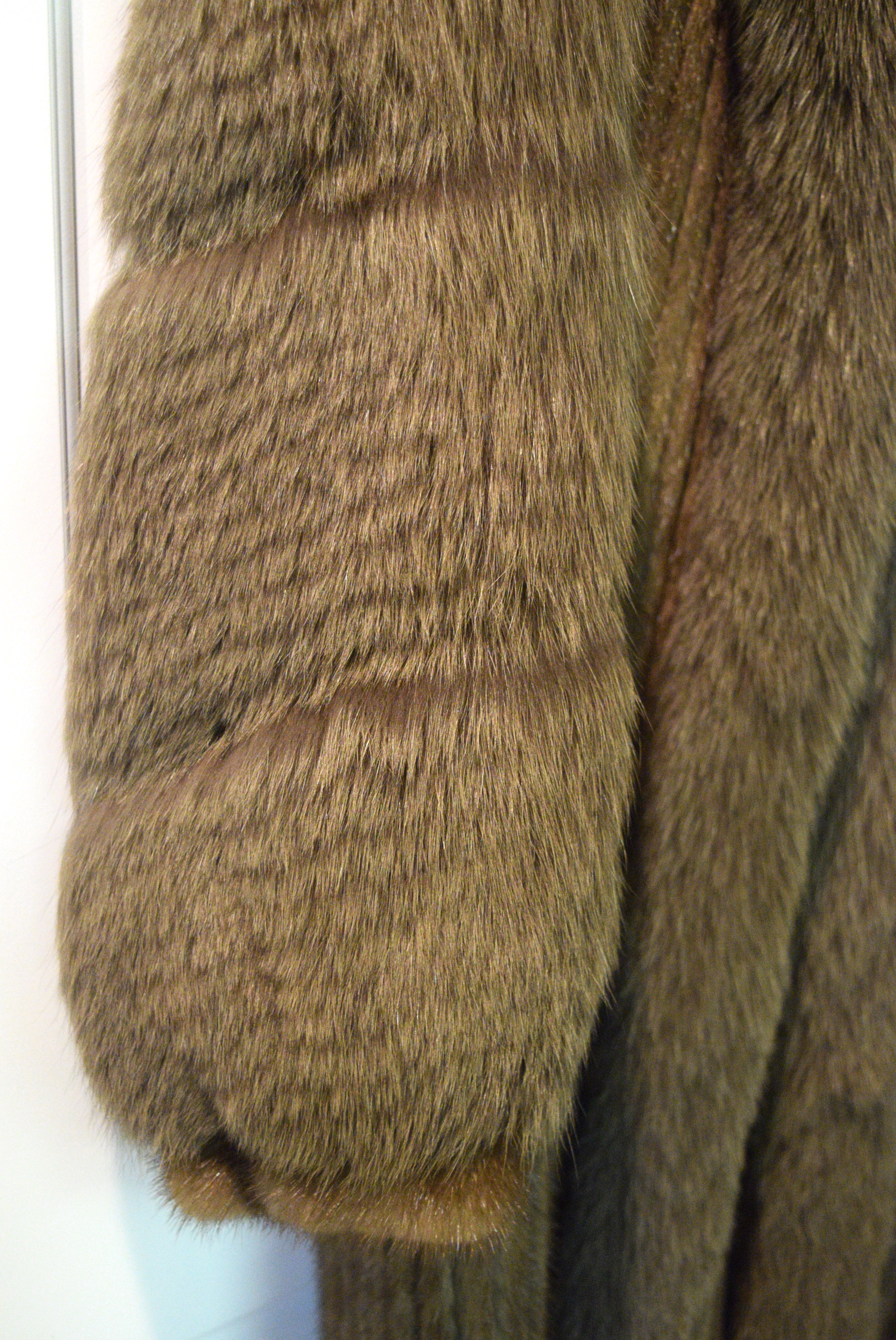 Pastel Mink Fur Coat with Blush Fox Trim