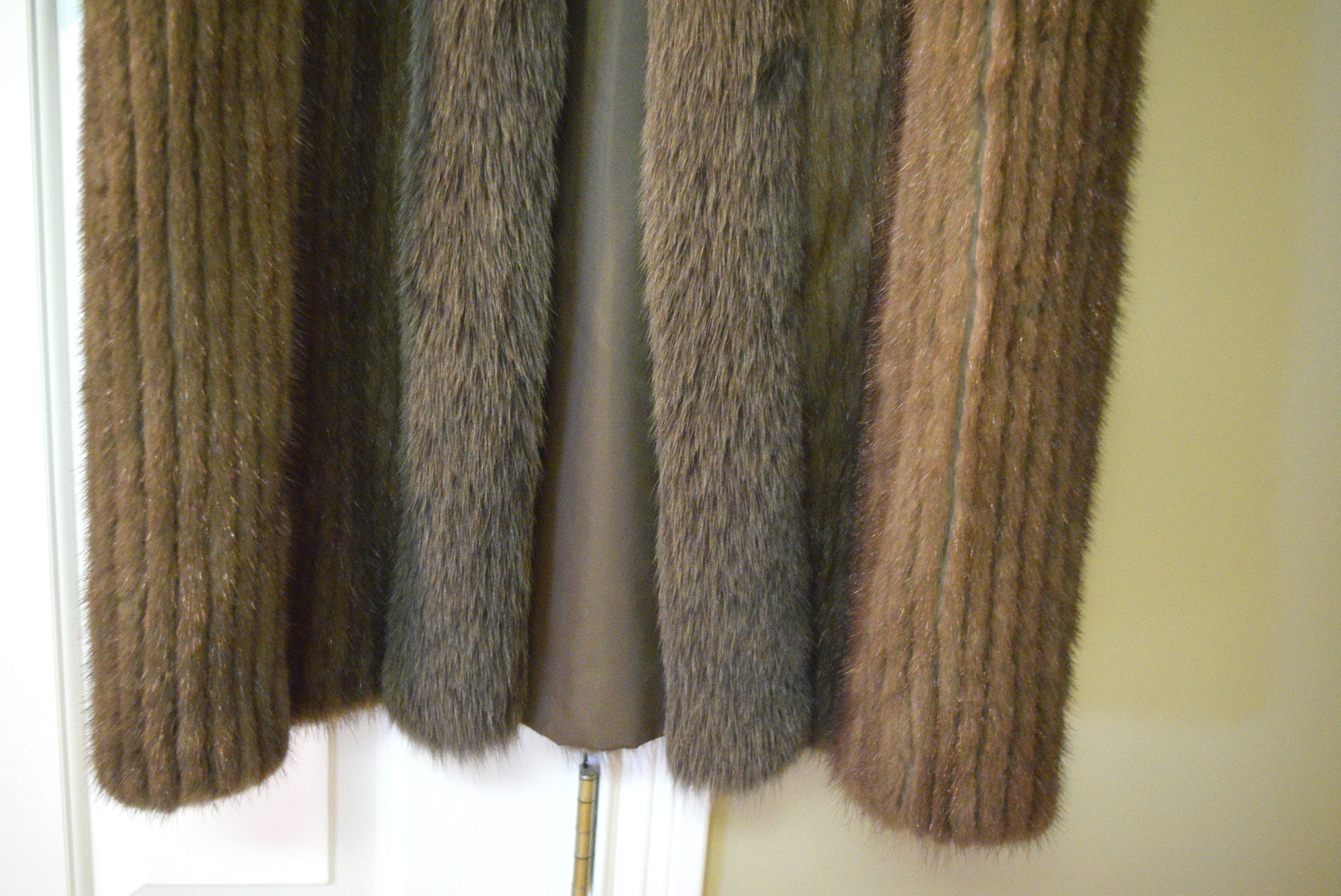 Pastel Mink Fur Coat with Blush Fox Trim