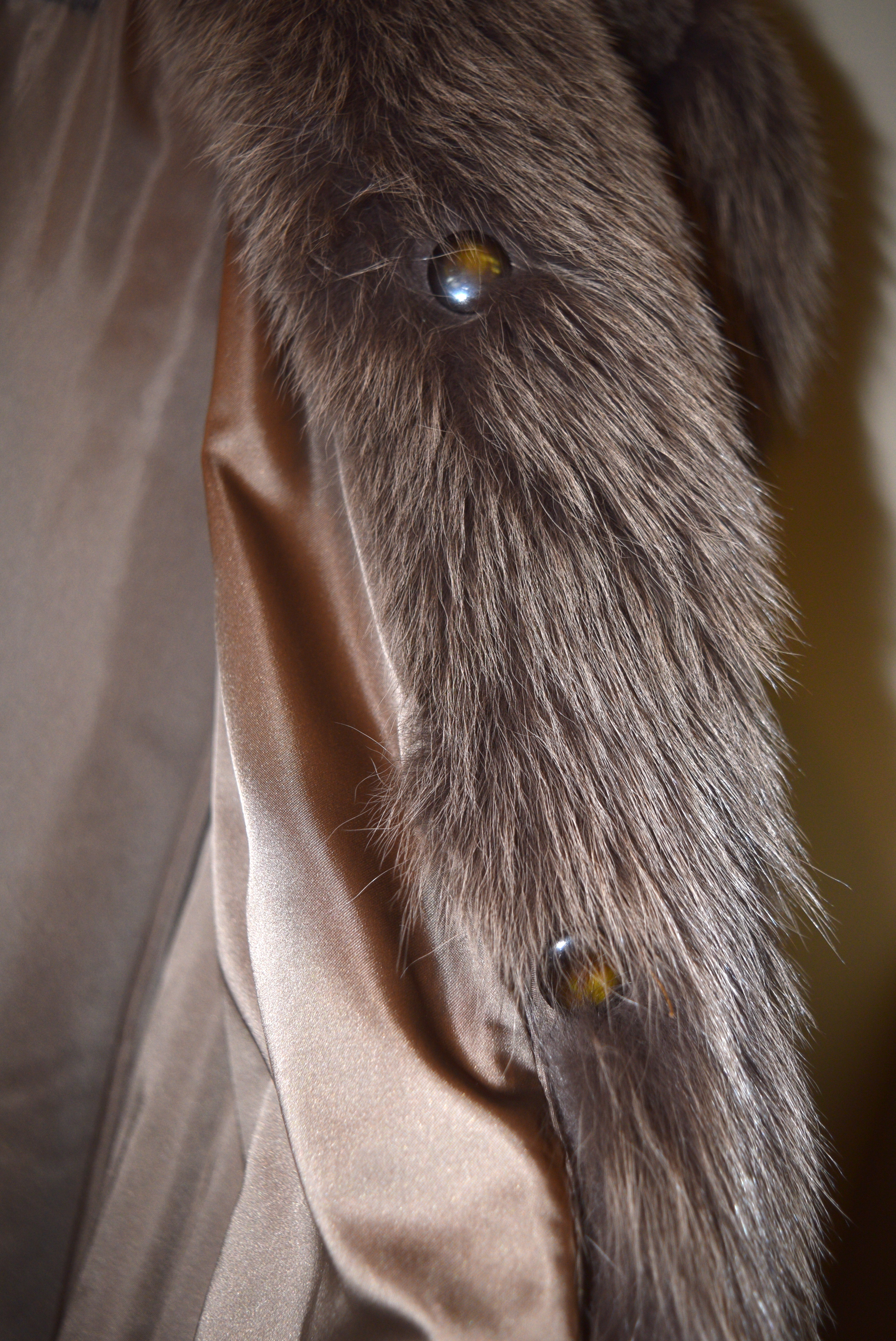 Pastel Mink Fur Coat with Blush Fox Trim