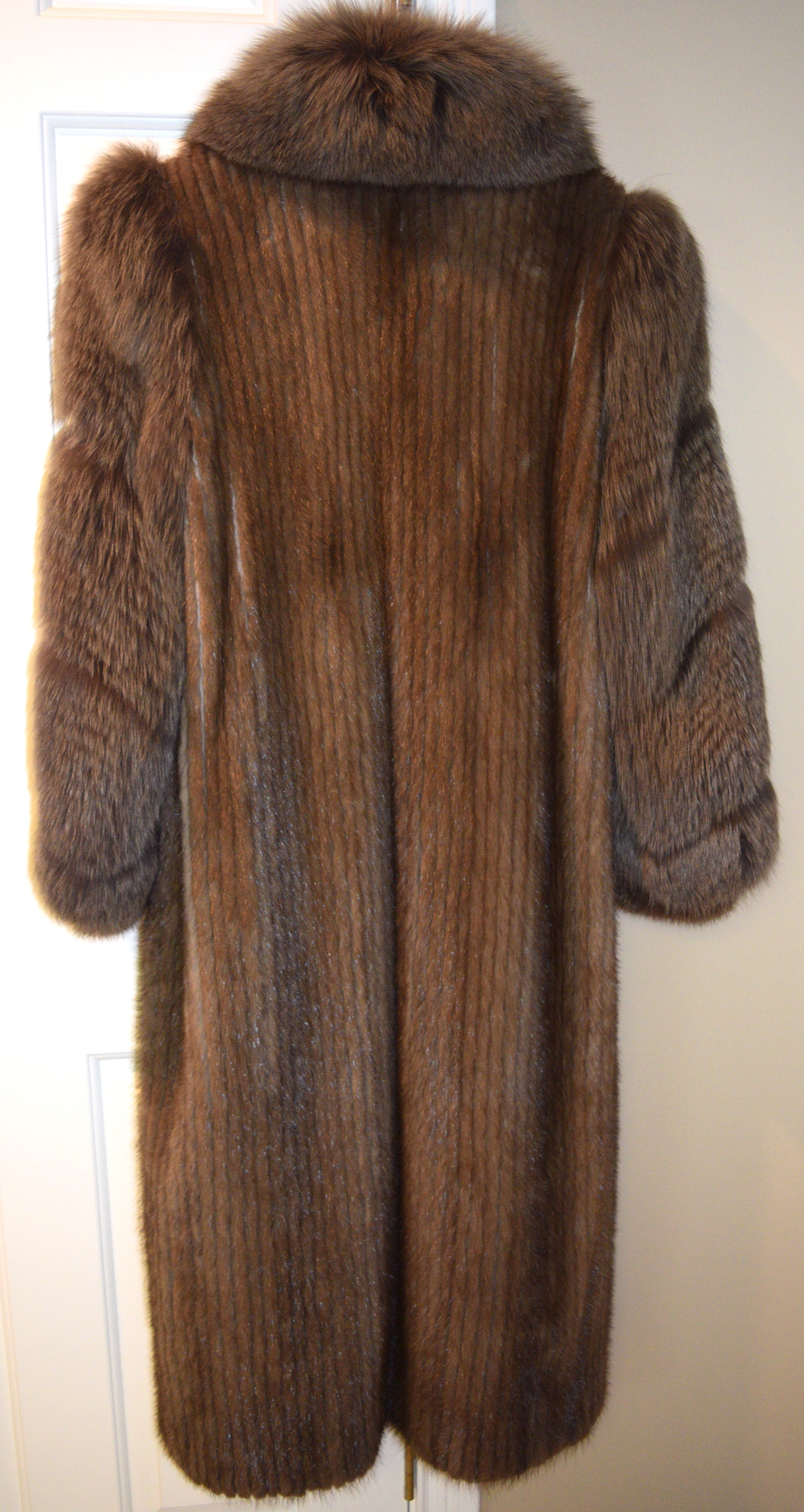 Pastel Mink Fur Coat with Blush Fox Trim