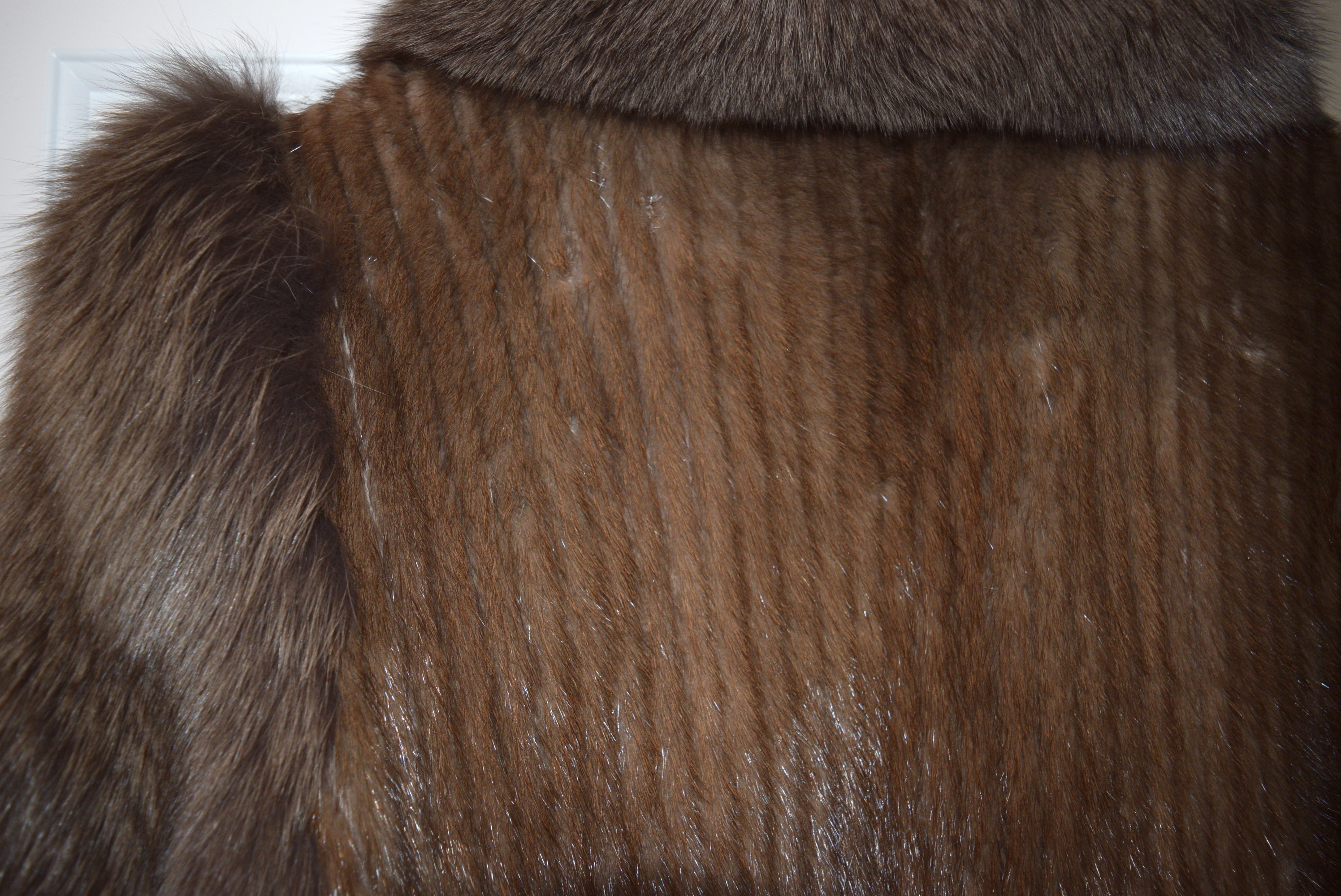 Pastel Mink Fur Coat with Blush Fox Trim