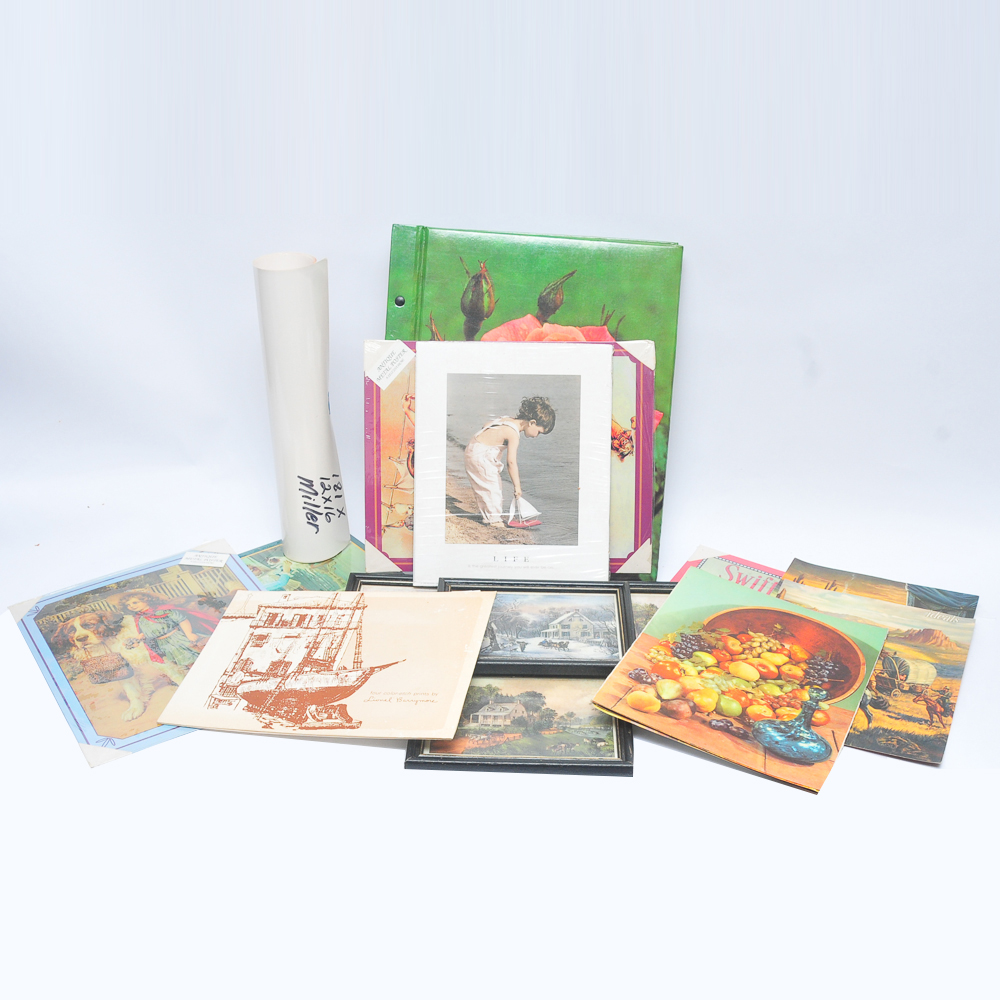 Antique Style Metal Posters and Collection of Prints