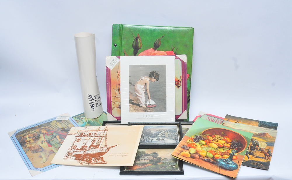 Antique Style Metal Posters and Collection of Prints