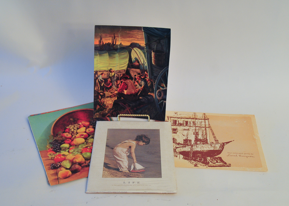 Antique Style Metal Posters and Collection of Prints