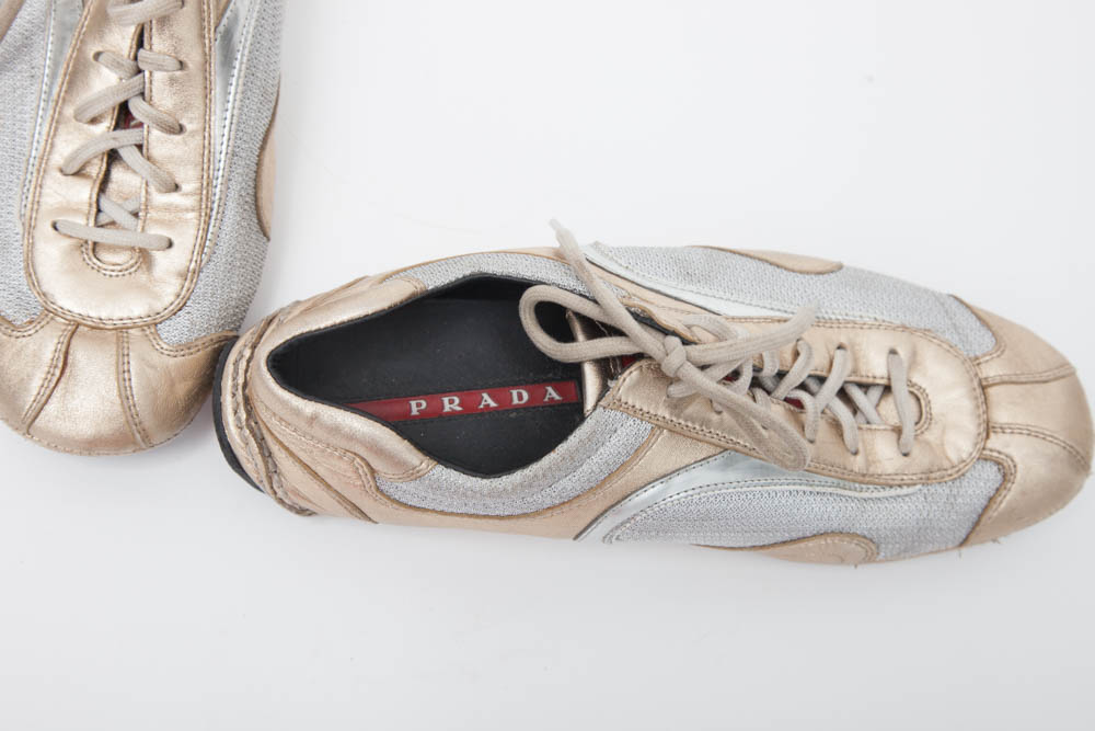Prada Leather & Mesh Women's Athletic Shoes