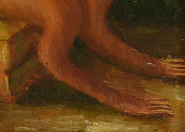 Pair of Robert Grace Oil on Board Monkey Paintings