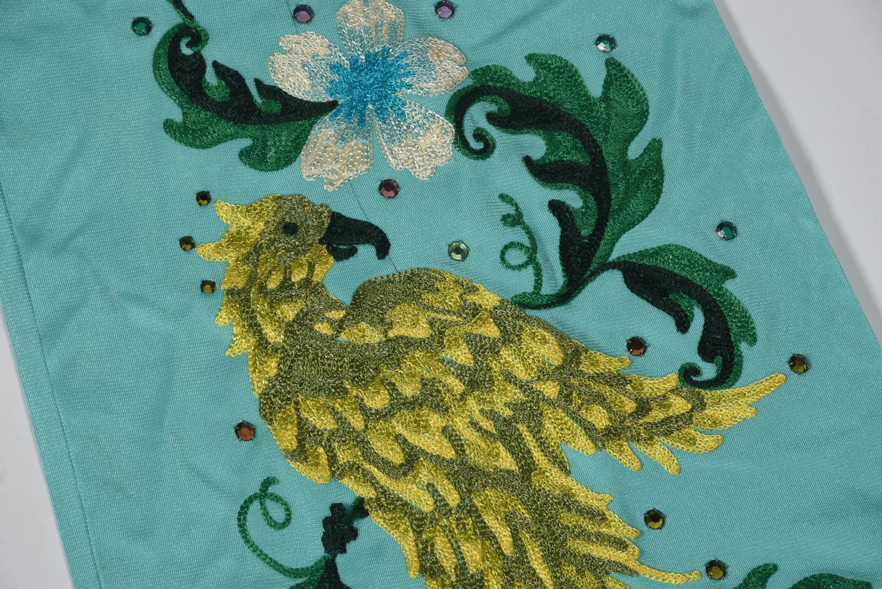 Vintage Custom Made Clara's Western Dress Stage Ensemble in Aqua with Embroidery and Rhinestones