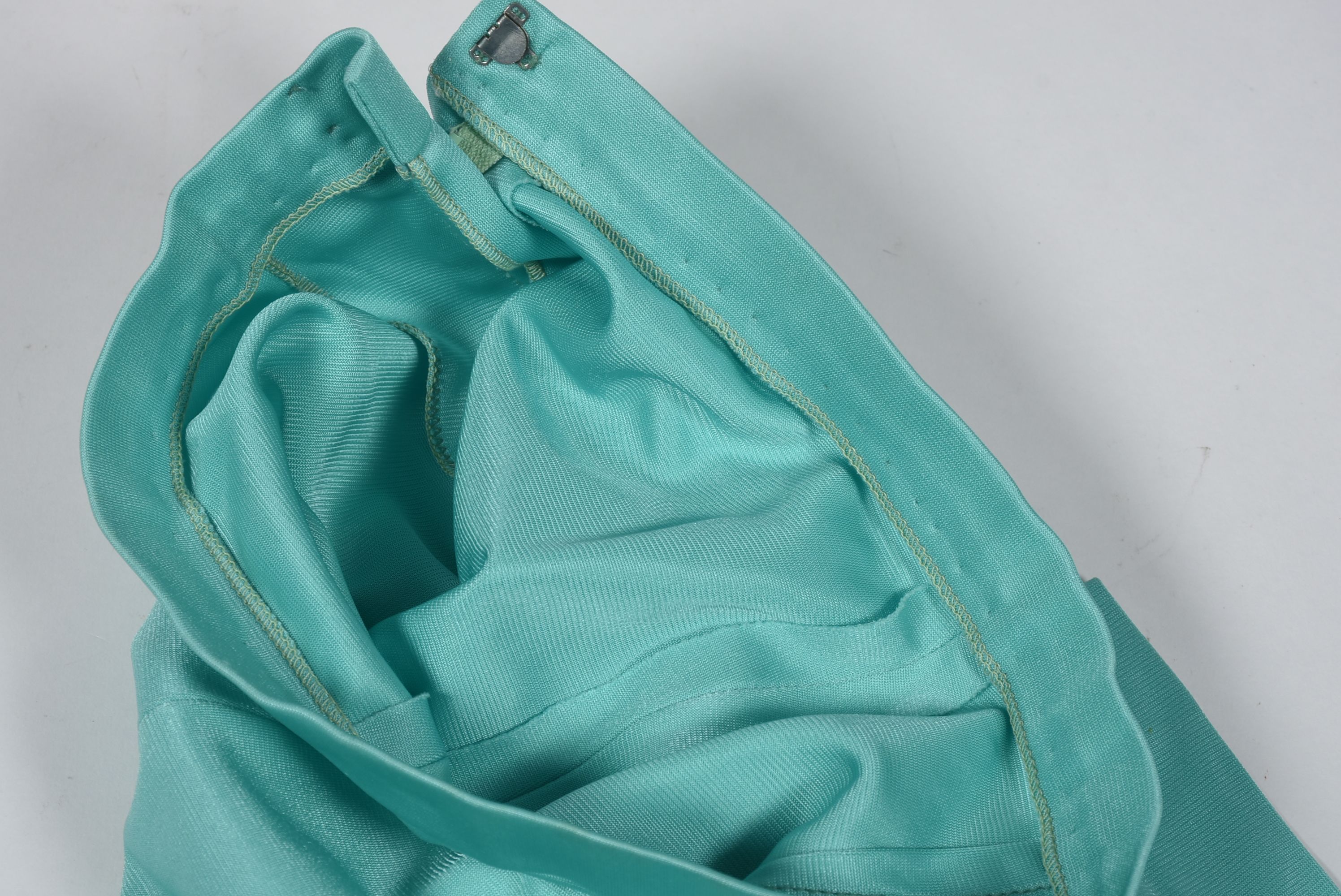 Vintage Custom Made Clara's Western Dress Stage Ensemble in Aqua with Embroidery and Rhinestones