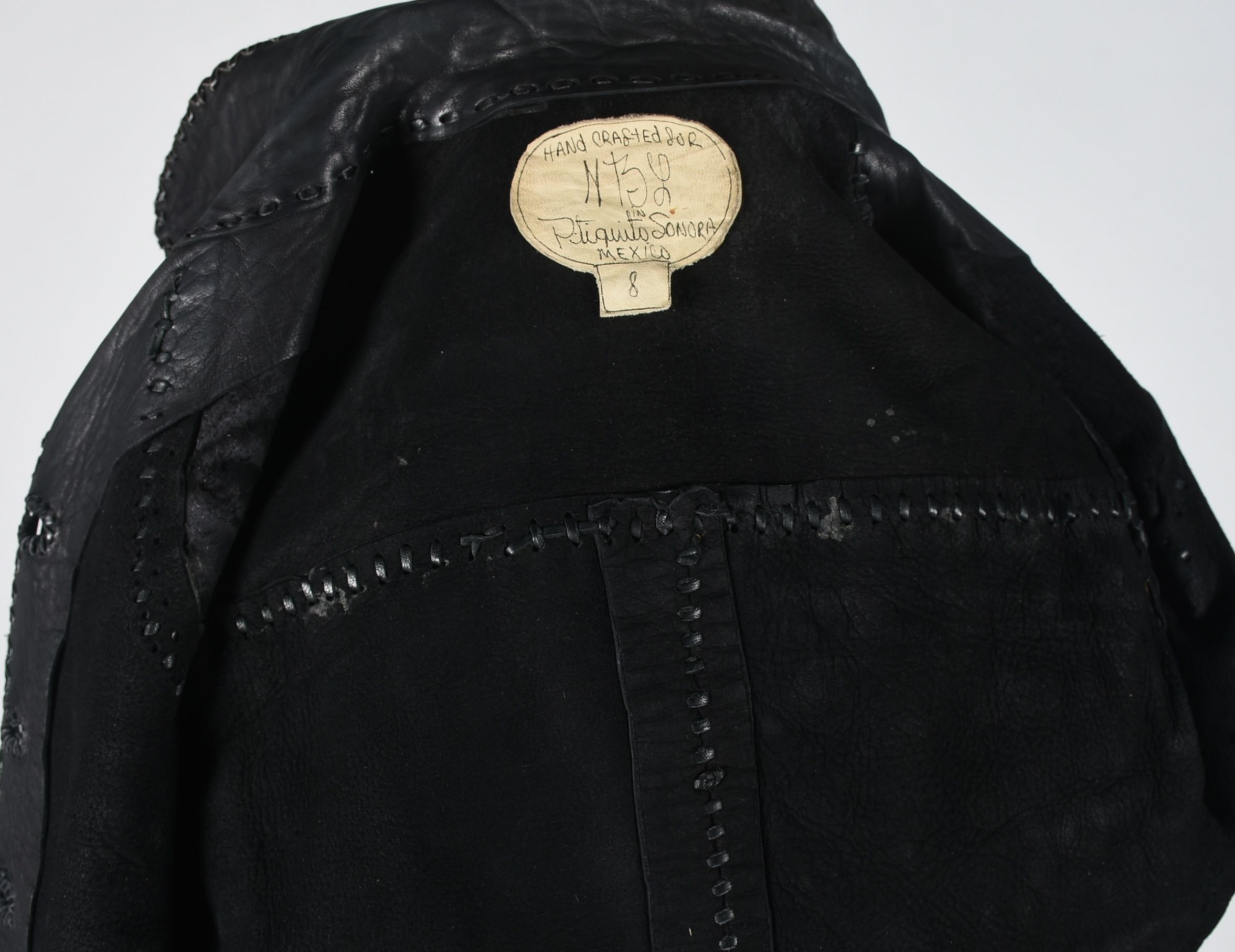 70s Vintage Mexican Hand Crafted for North Beach Leather Black Leather Stage Ensemble with Fringe