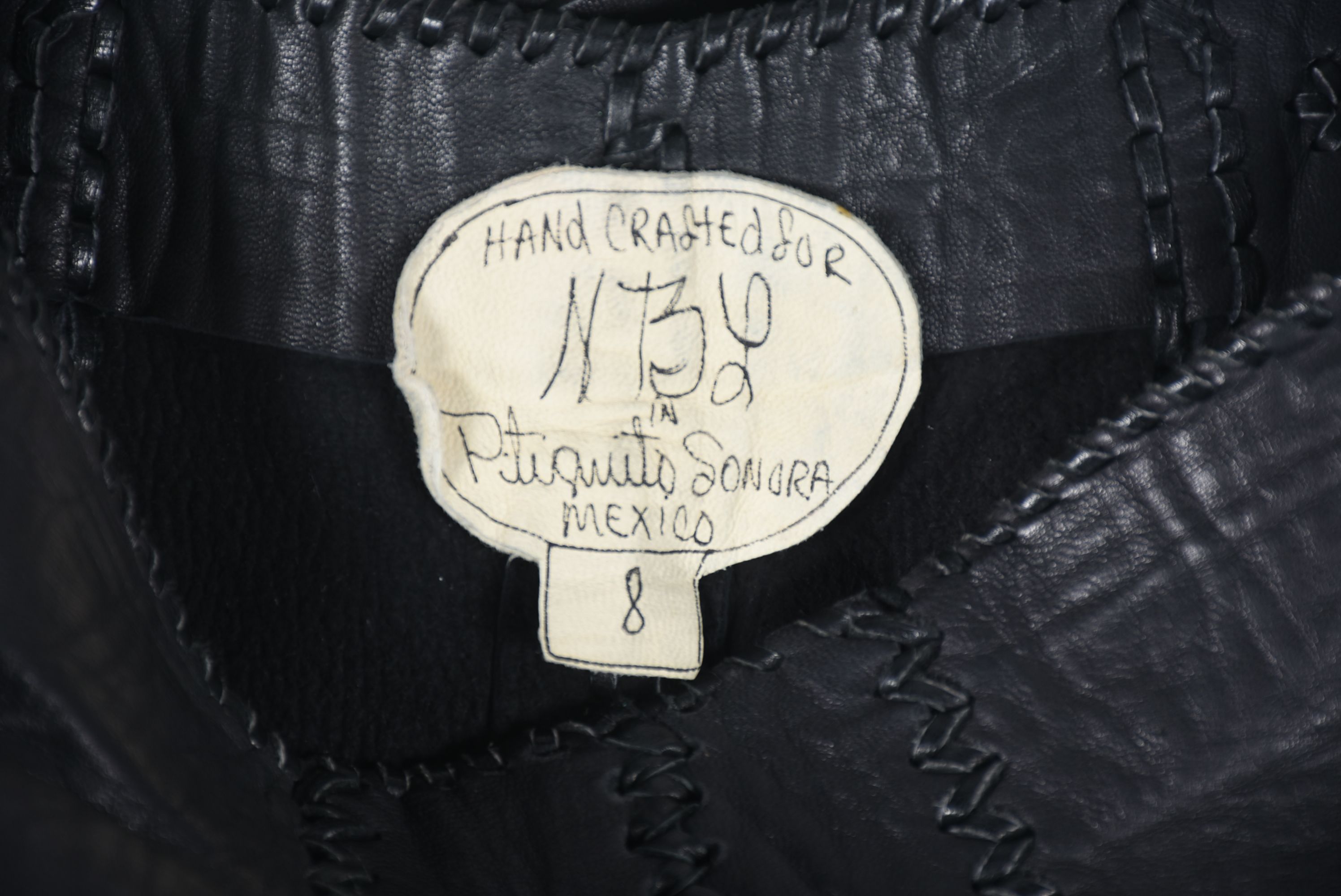 70s Vintage Mexican Hand Crafted for North Beach Leather Black Leather Stage Ensemble with Fringe