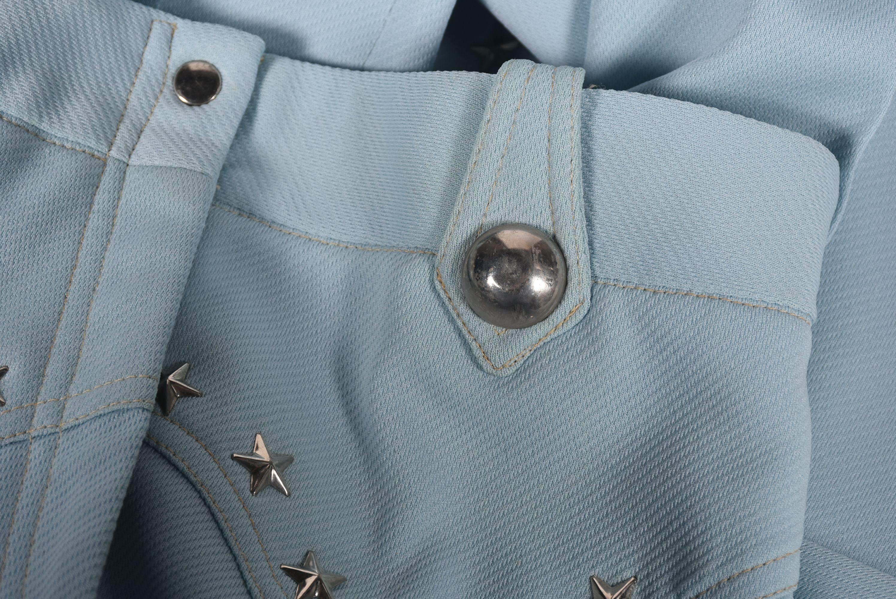 Vintage Western Dress Stage Ensemble in a Light Powder Blue with Silvertone Stars