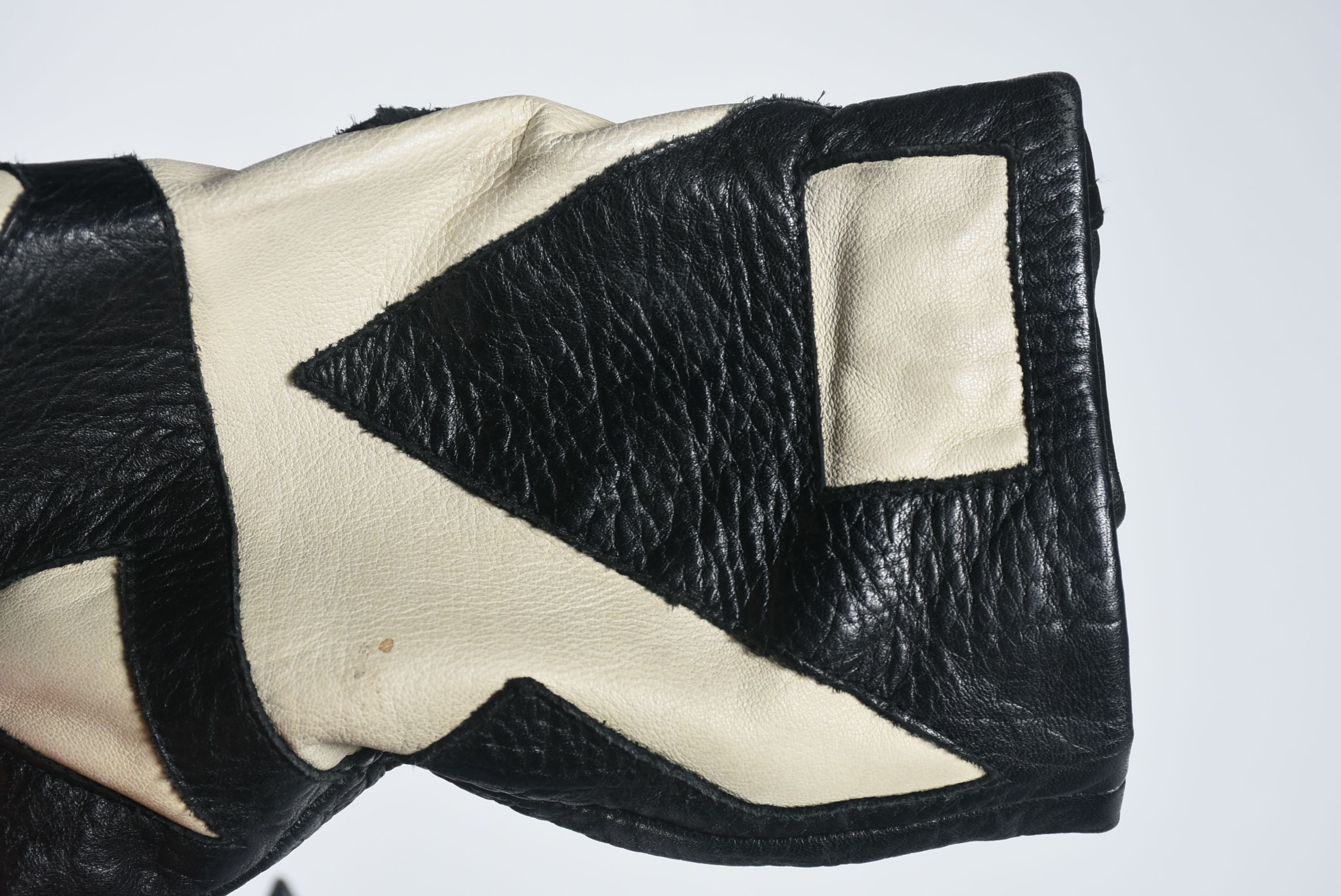 Michael Hoban for North Beach Leather Black and Ivory Leather Jacket