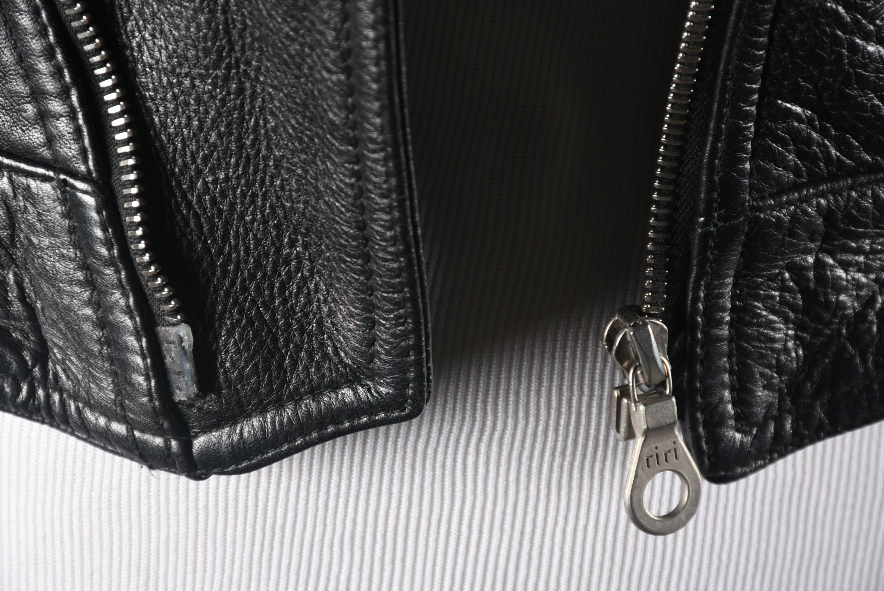 Michael Hoban for North Beach Leather Black and Ivory Leather Jacket