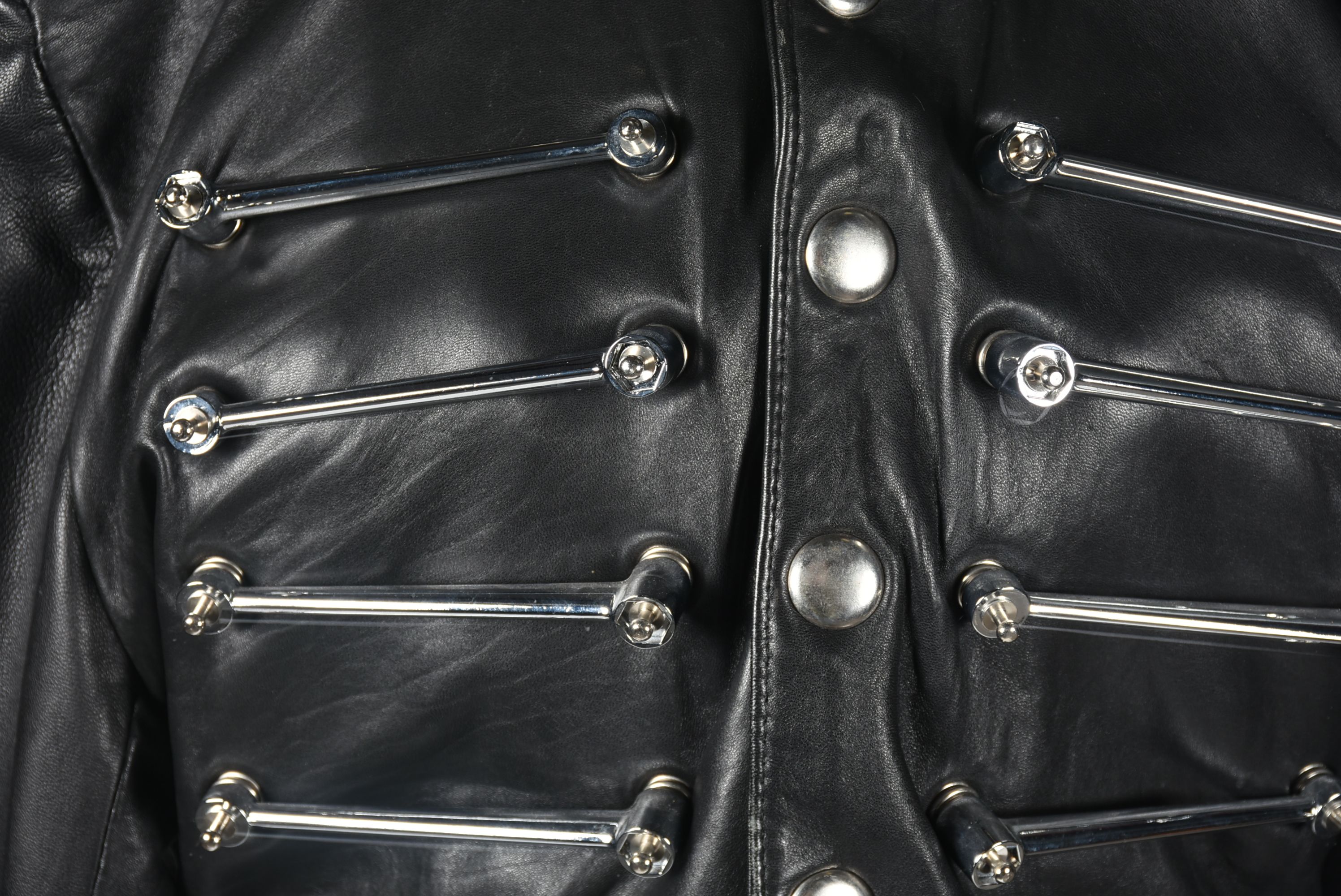 Hi-Tek Designs by Alexander Black Leather Motorcycle Jacket with Chrome Hardware