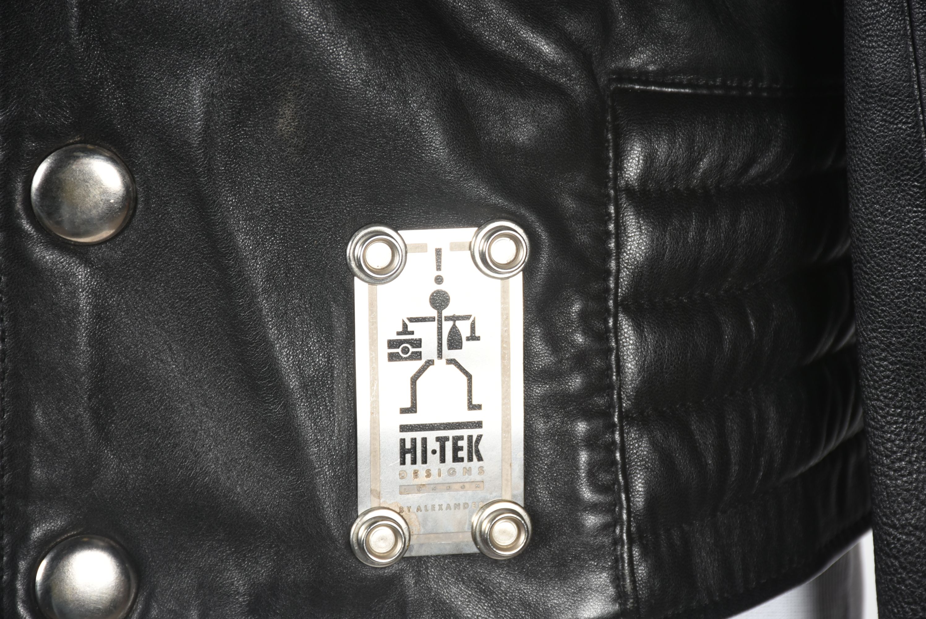 Hi-Tek Designs by Alexander Black Leather Motorcycle Jacket with Chrome Hardware