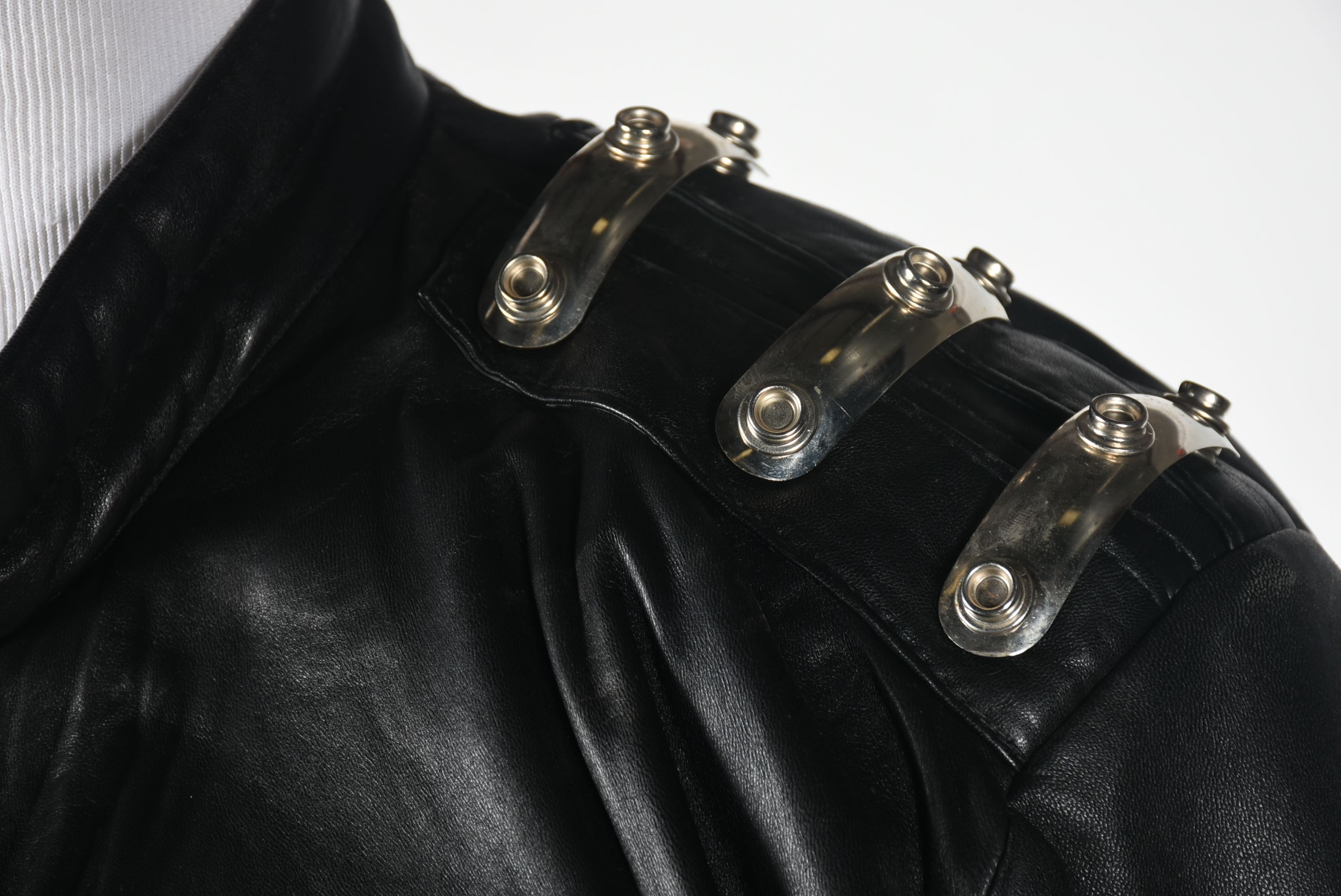 Hi-Tek Designs by Alexander Black Leather Motorcycle Jacket with Chrome Hardware