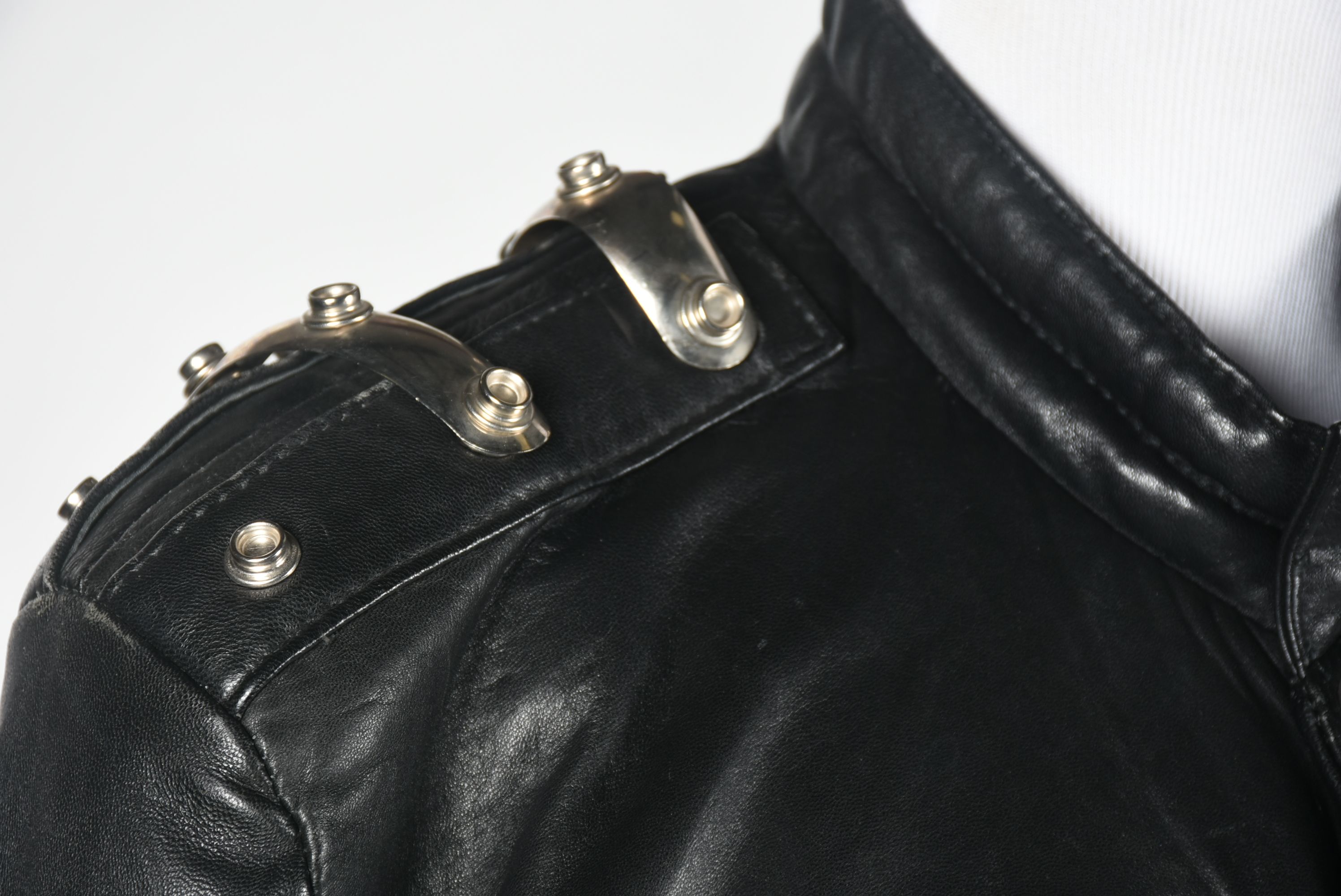 Hi-Tek Designs by Alexander Black Leather Motorcycle Jacket with Chrome Hardware