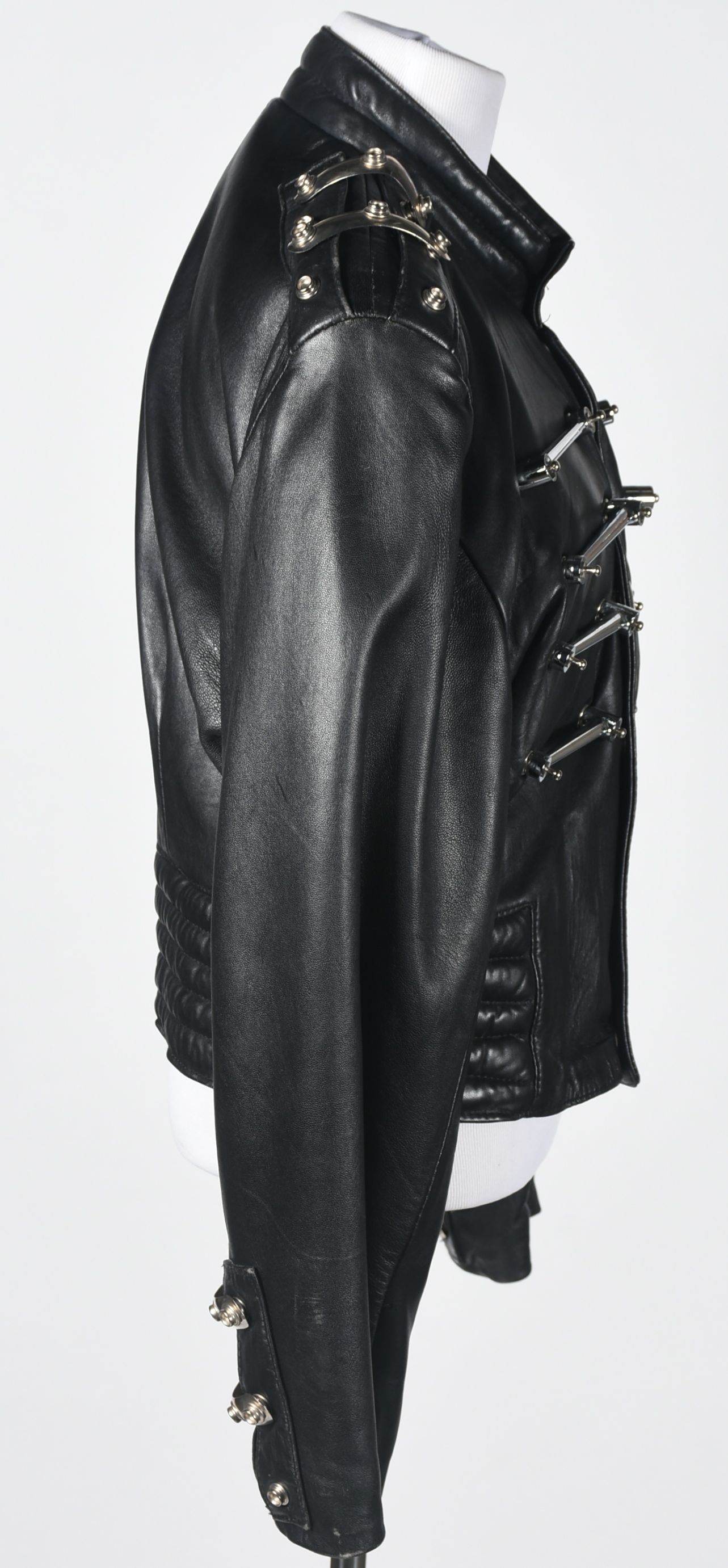 Hi-Tek Designs by Alexander Black Leather Motorcycle Jacket with Chrome Hardware